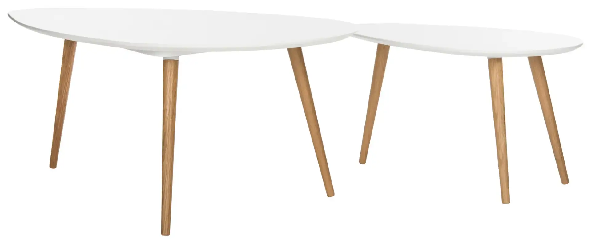 Saffron Split Coffee Table in White / Oak, detail view