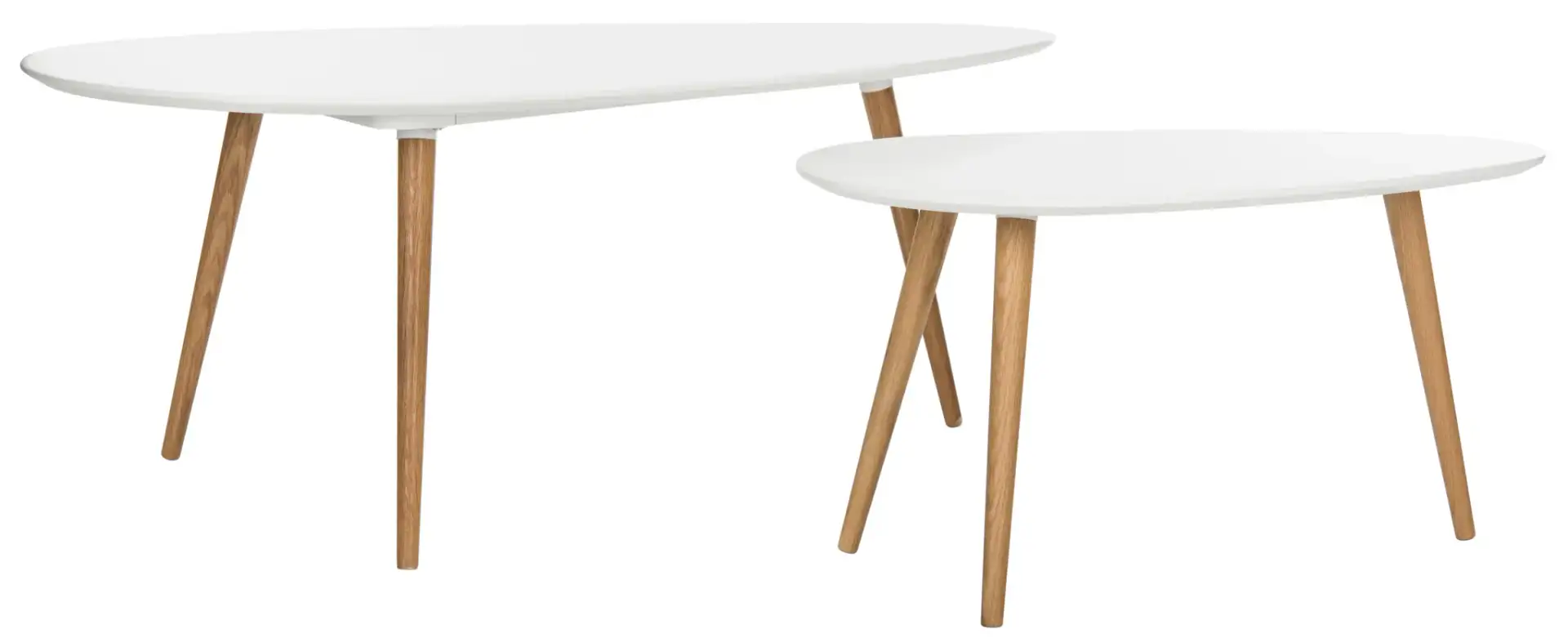 Saffron Split Coffee Table in White / Oak, detail view