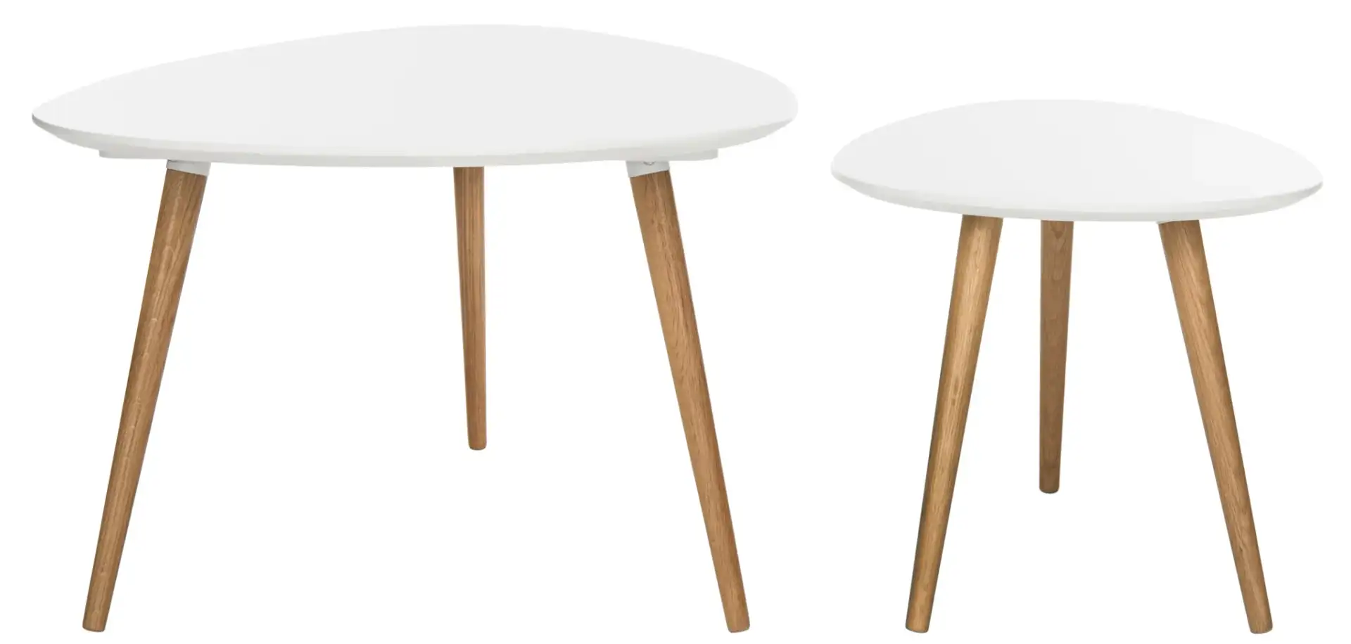 Saffron Split Coffee Table in White / Oak, detail view