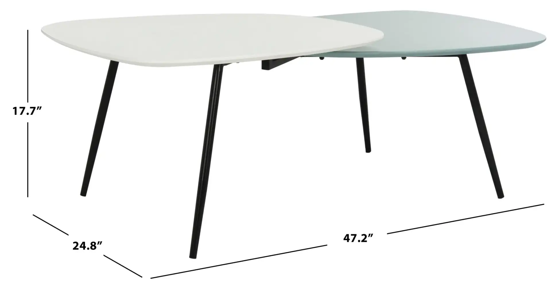 Jasmine Bi-Level Coffee Table in White / Gray, detail view