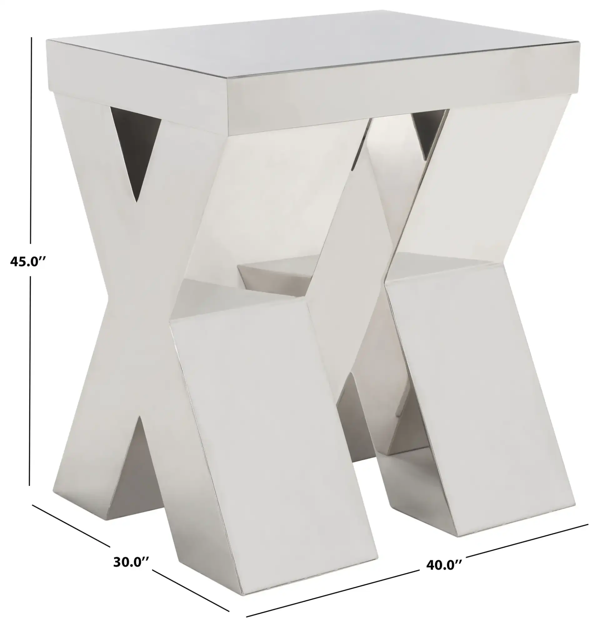 Houston End Table in Silver, detail view