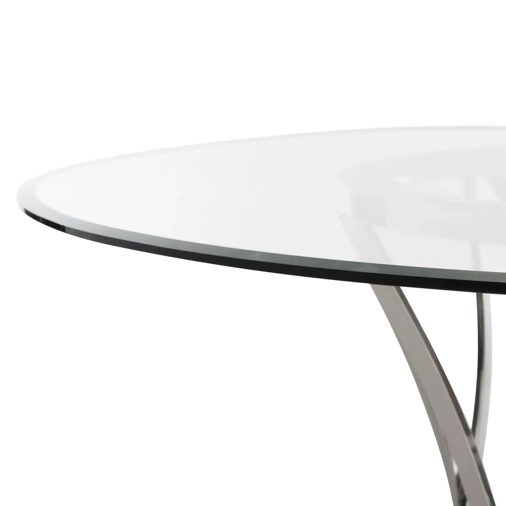Kyrie 54-Inch Glass Dining Table in Chrome in a styled room