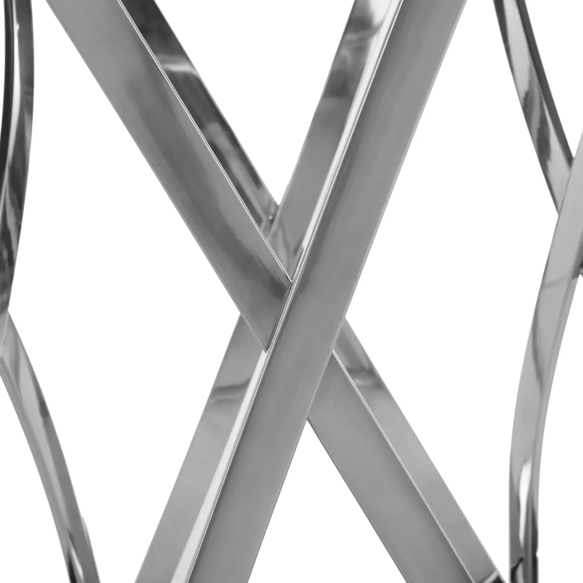 Kyrie 54-Inch Glass Dining Table in Chrome in a styled room