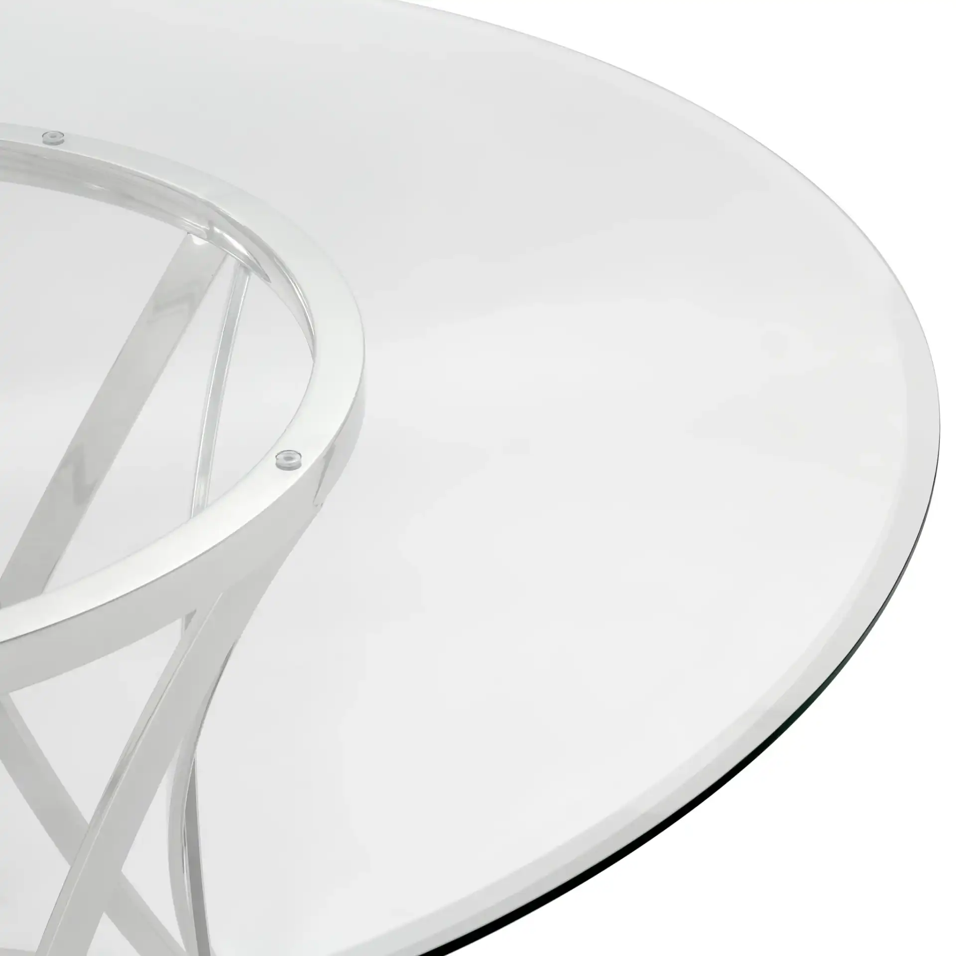 Kyrie 54-Inch Glass Dining Table in Chrome in a styled room