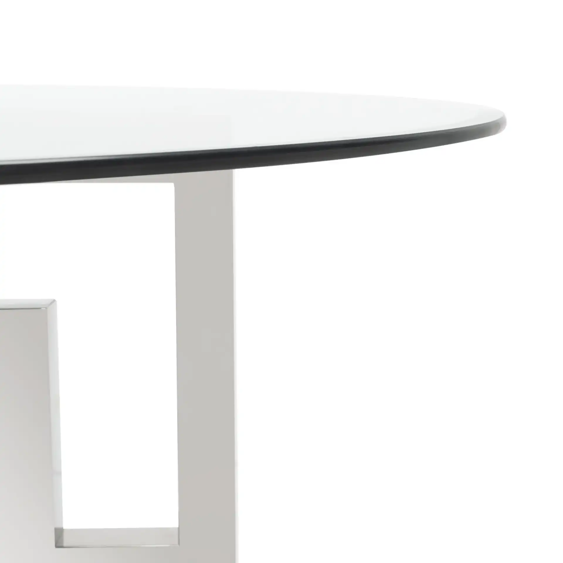 Harlan Glass Top Dining Table in Chrome in a styled room