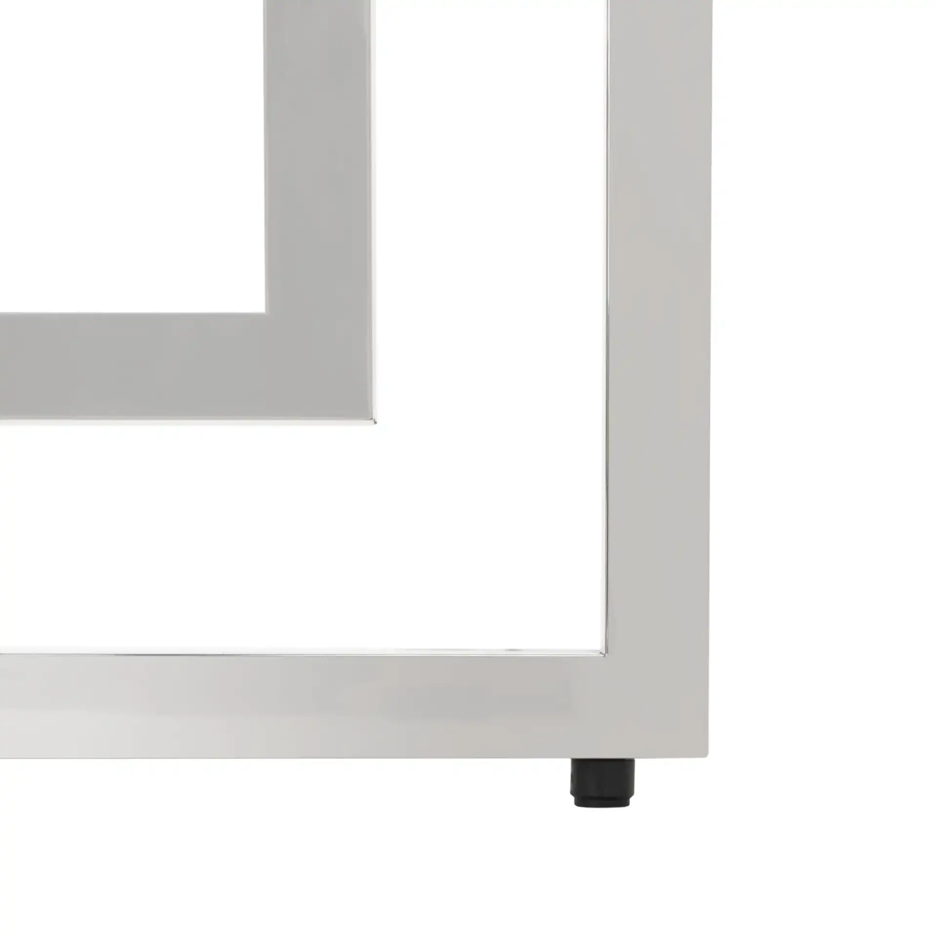 Harlan Glass Top Dining Table in Chrome, detail view