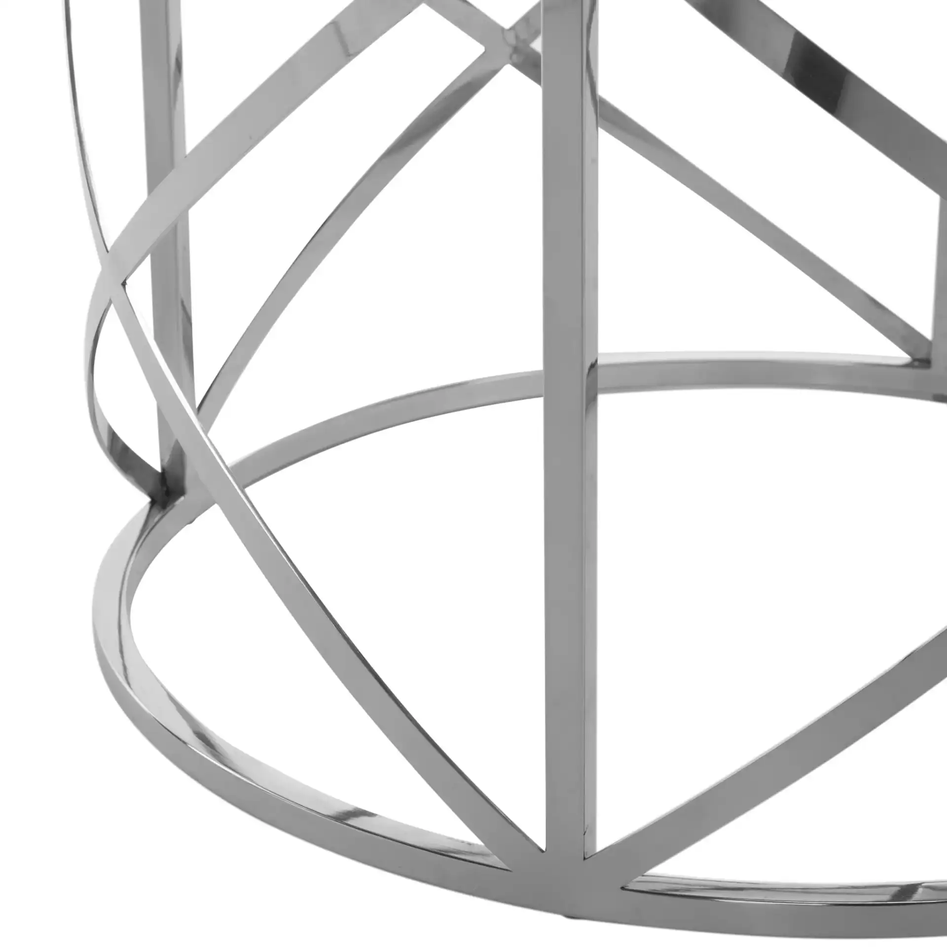 Ren 54" Glass Top Dining Table in Chrome, detail view