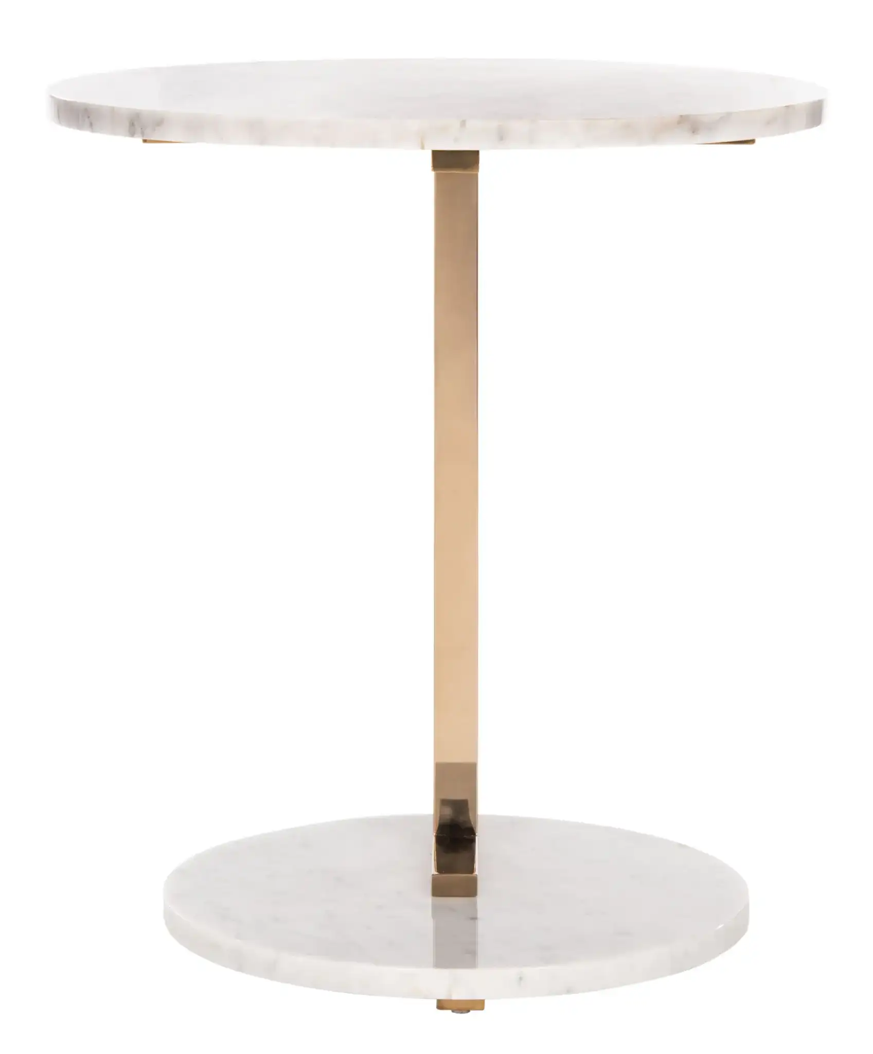 Aphrodite Marble End Table in Gold / White, detail view