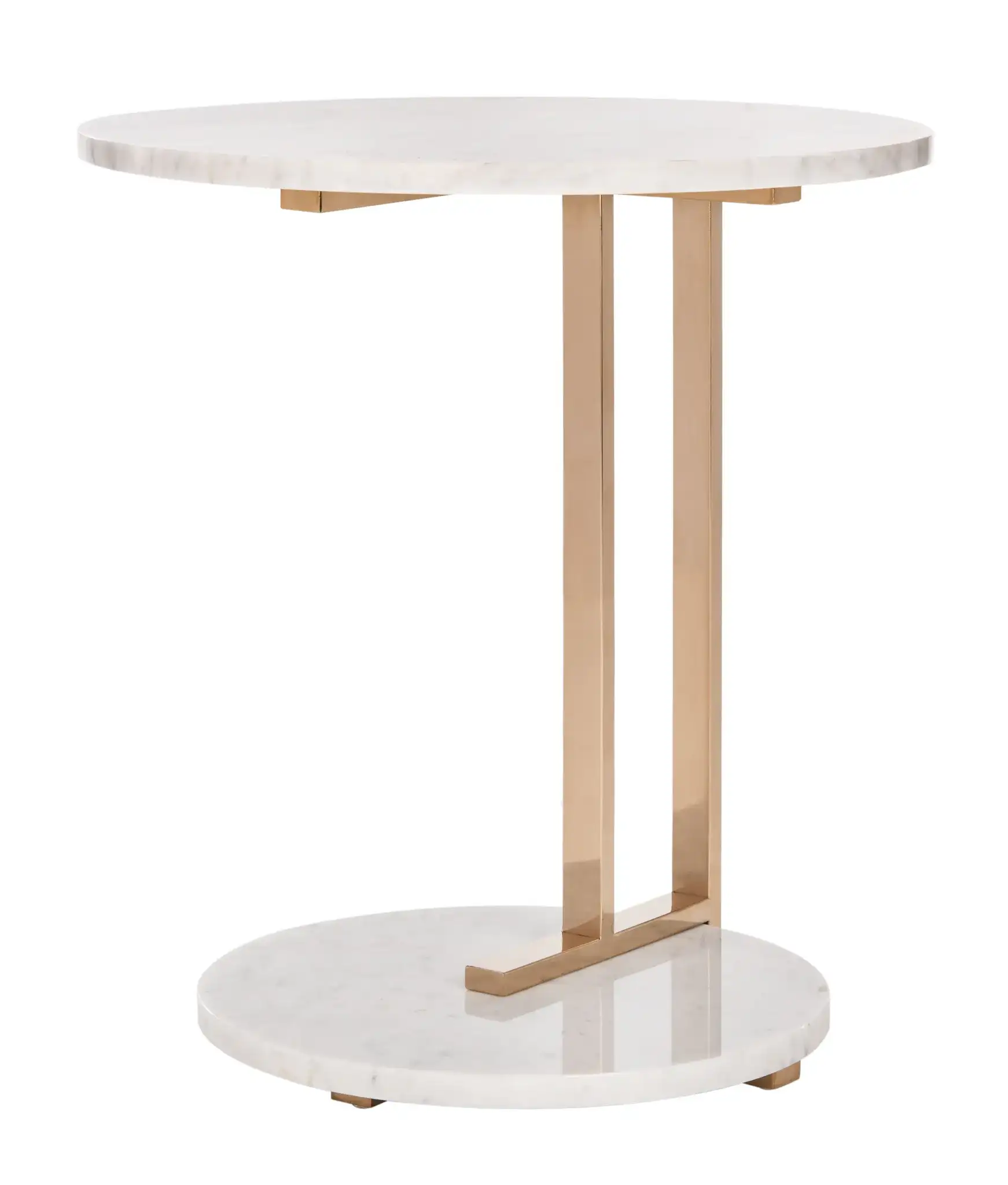 Aphrodite Marble End Table in Gold / White, detail view