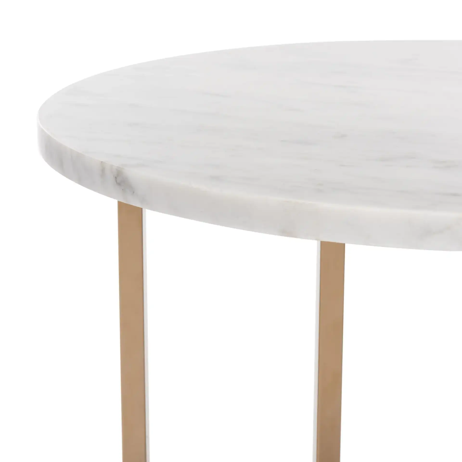 Aphrodite Marble End Table in Gold / White in a styled room