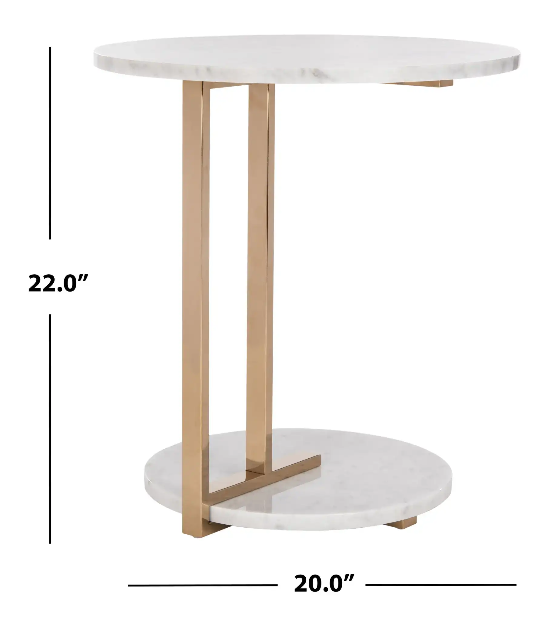 Aphrodite Marble End Table in Gold / White, detail view