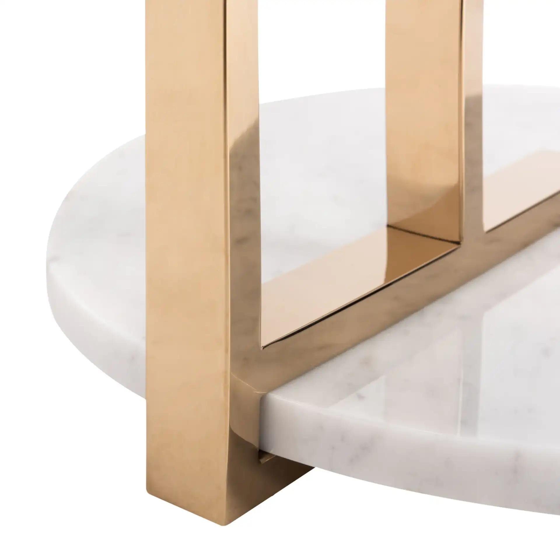 Aphrodite Marble End Table in Gold / White, detail view