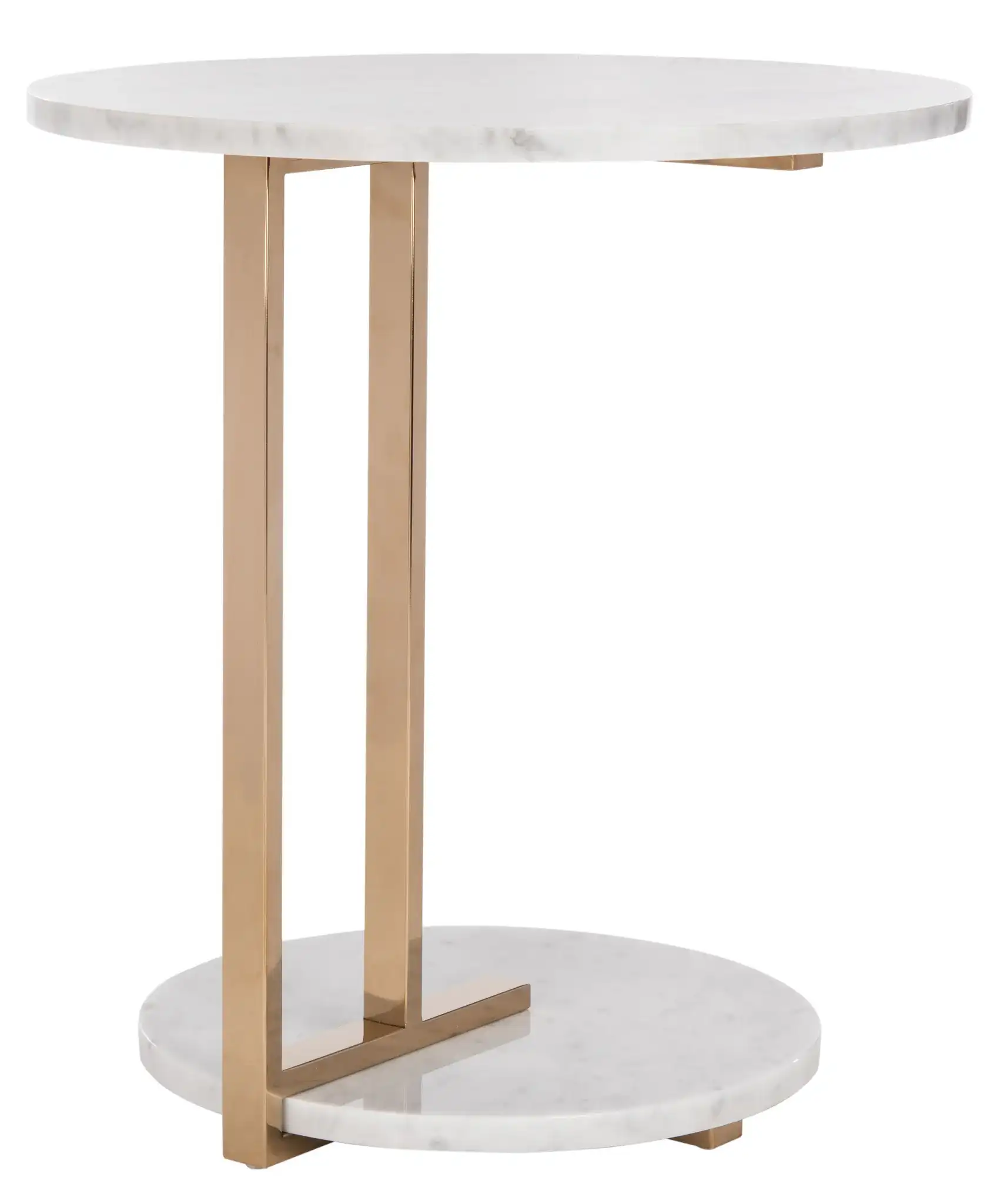 Aphrodite Marble End Table in Gold / White, detail view