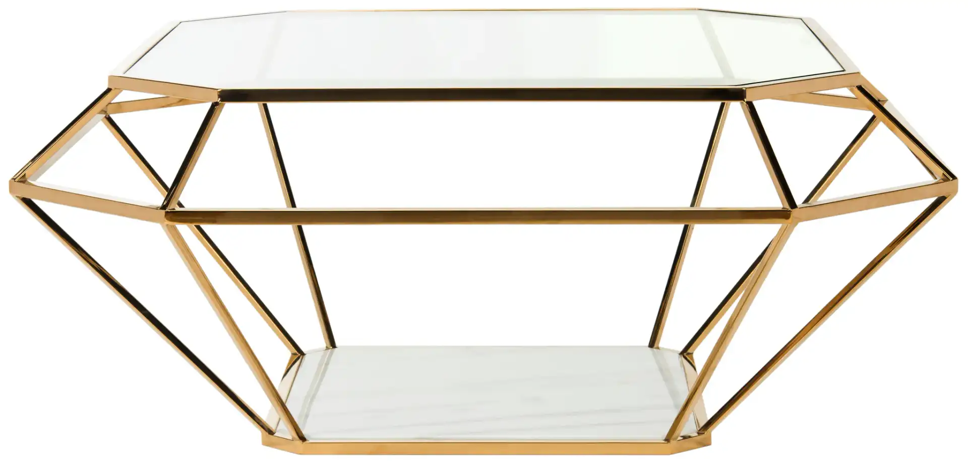 Abena Geometric Coffee Table in Gold, detail view
