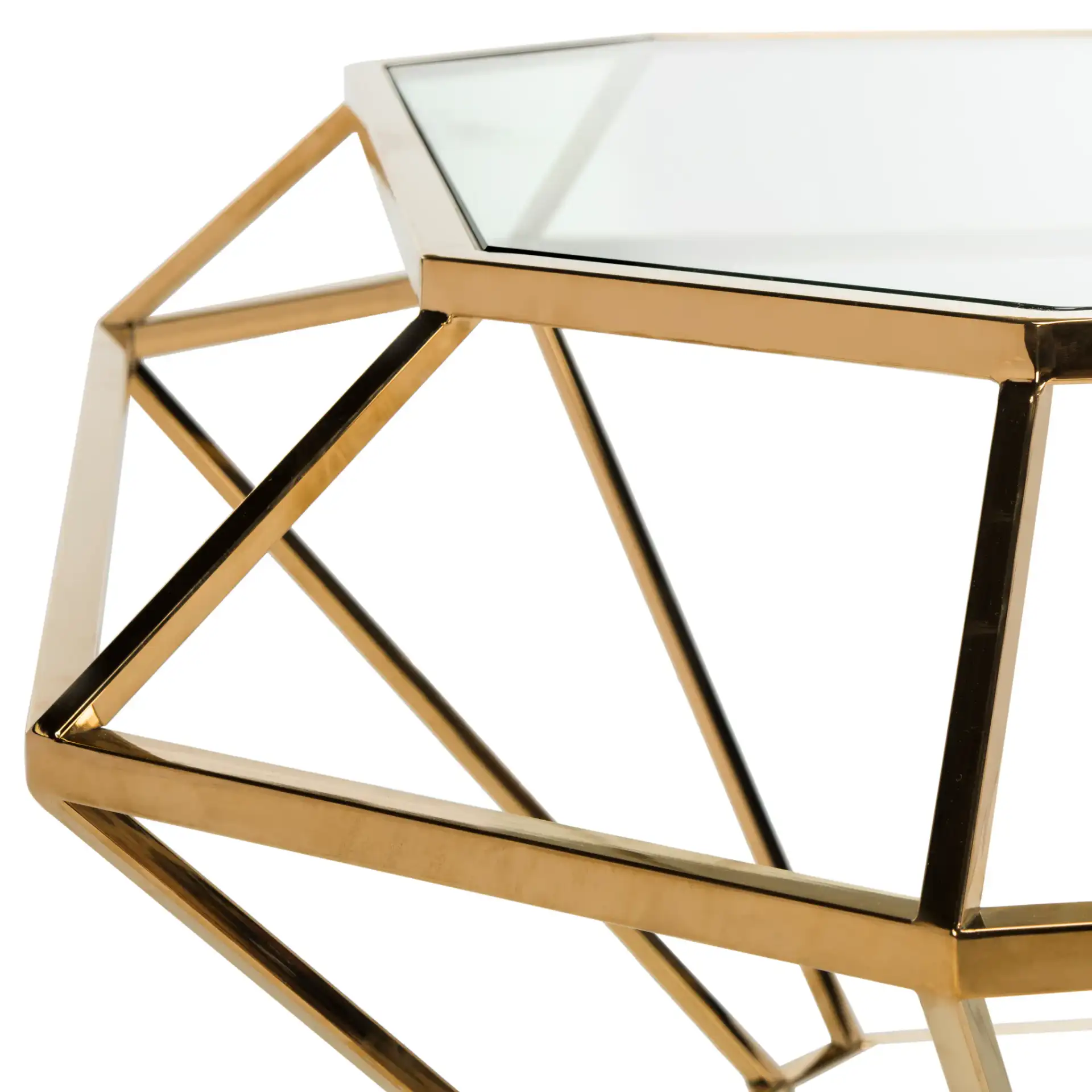 Abena Geometric Coffee Table in Gold in a styled room