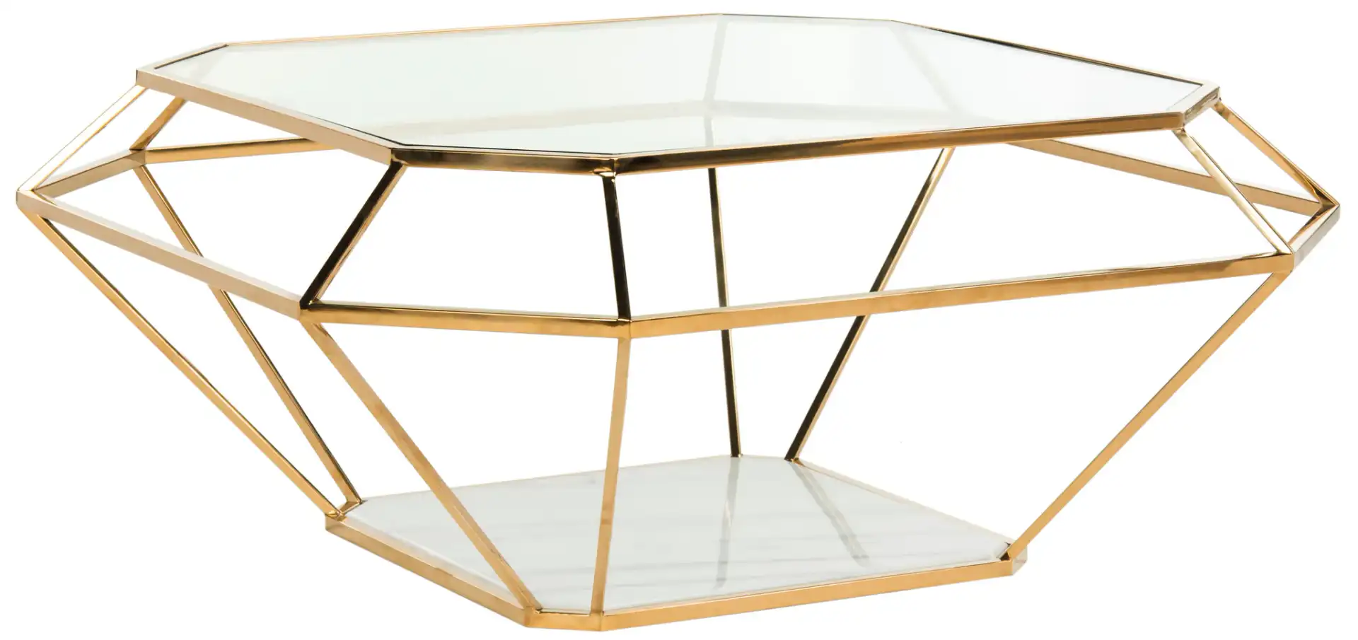 Abena Geometric Coffee Table in Gold, detail view
