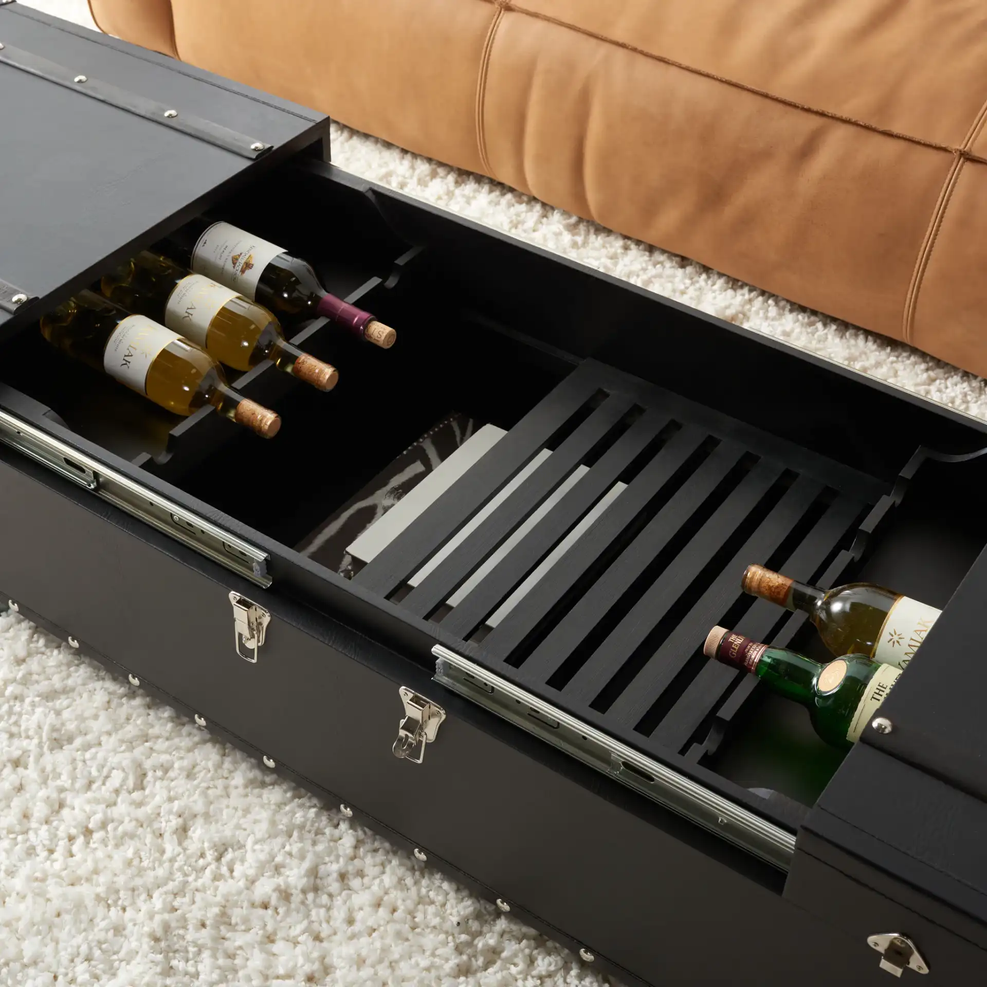 Zoe Trunk in Cognac in a styled room