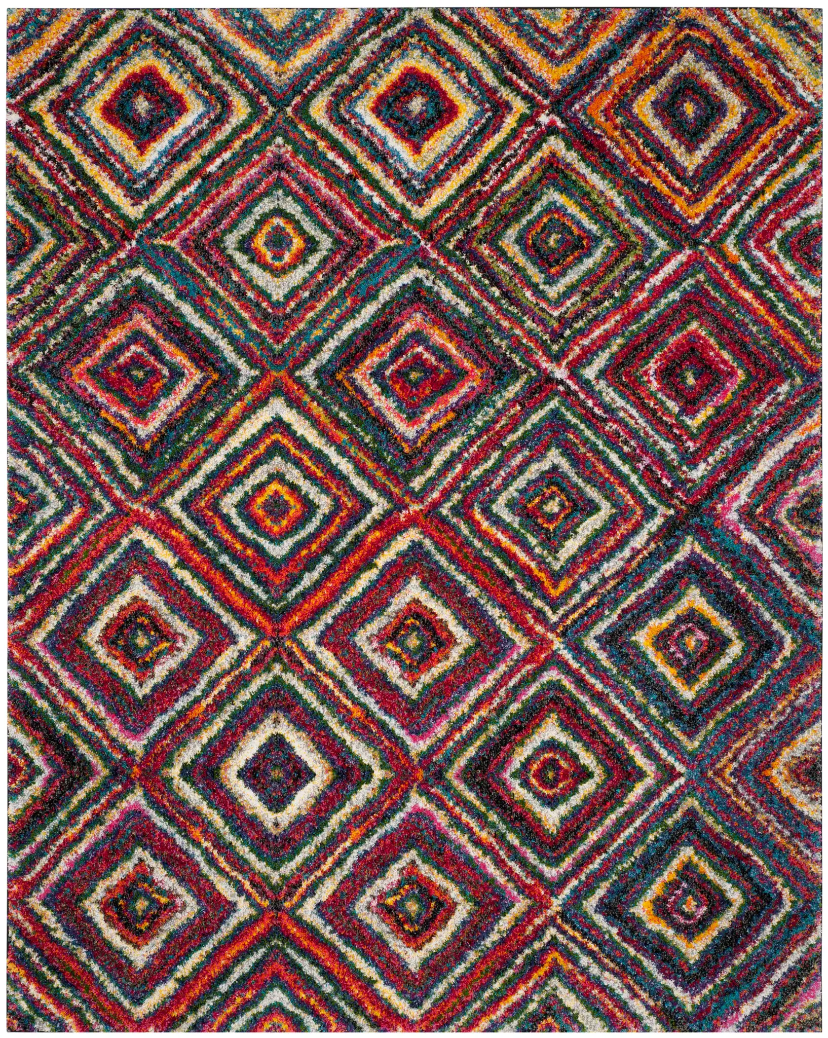 Fiesta Concentric Diamond Shag Rug in Multicolor