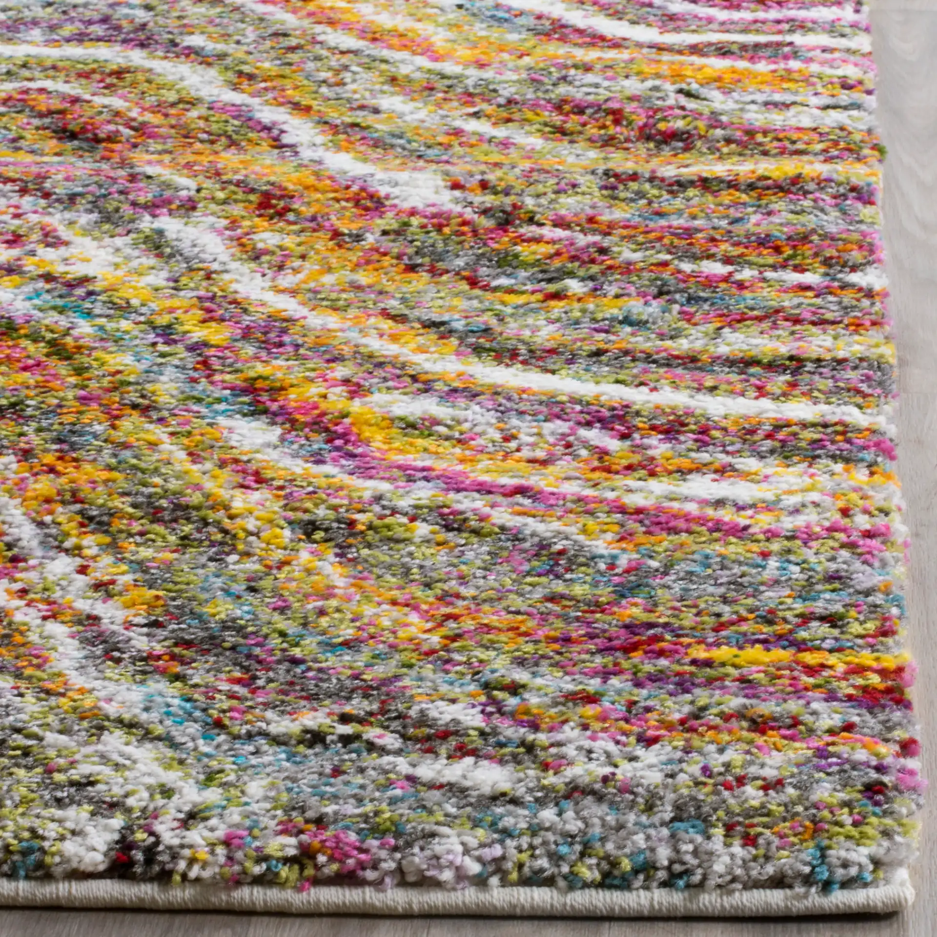 Fiesta Wave Shag Rug in Multicolor in a styled room