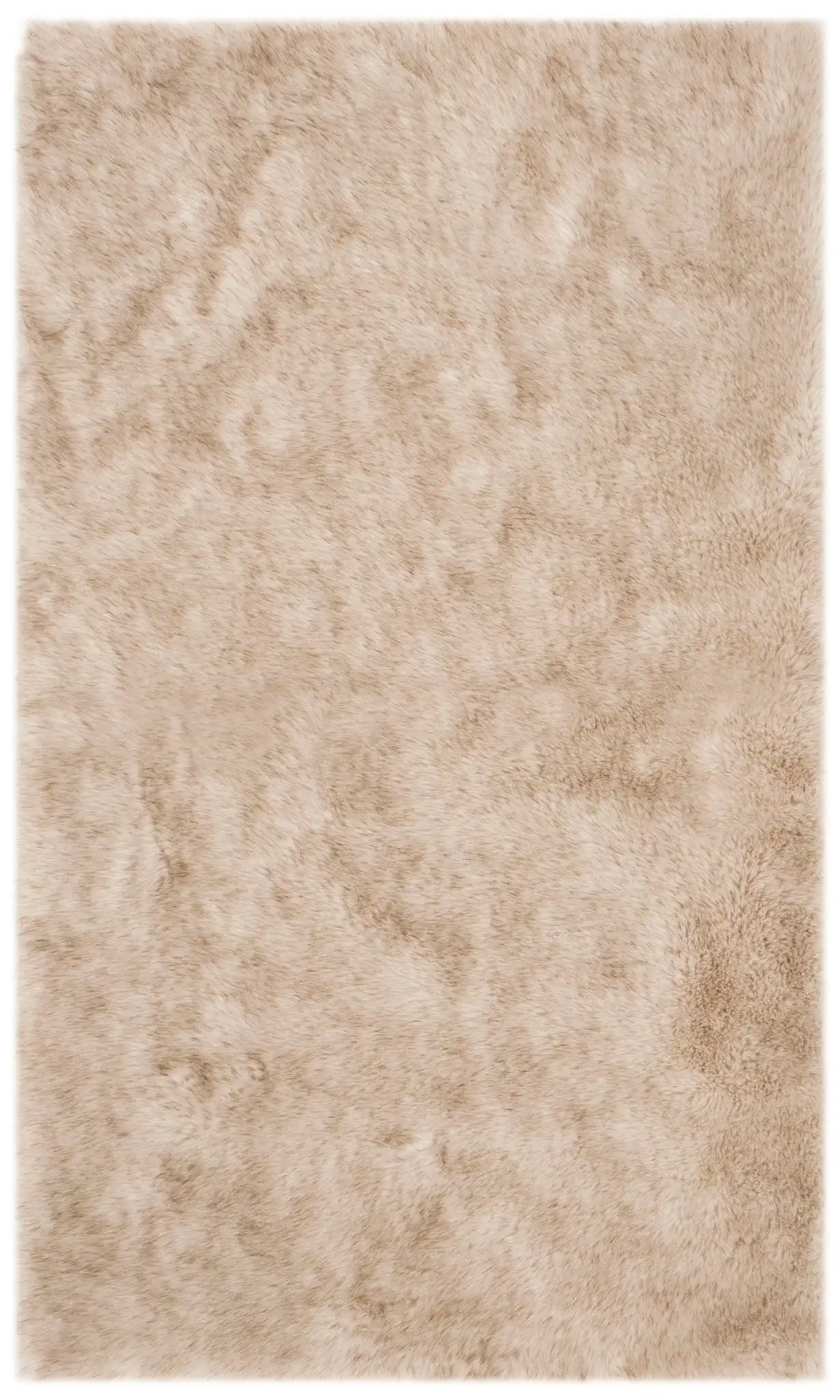 Faux Sheep Skin Solid Shag Rug in Beige / Brown