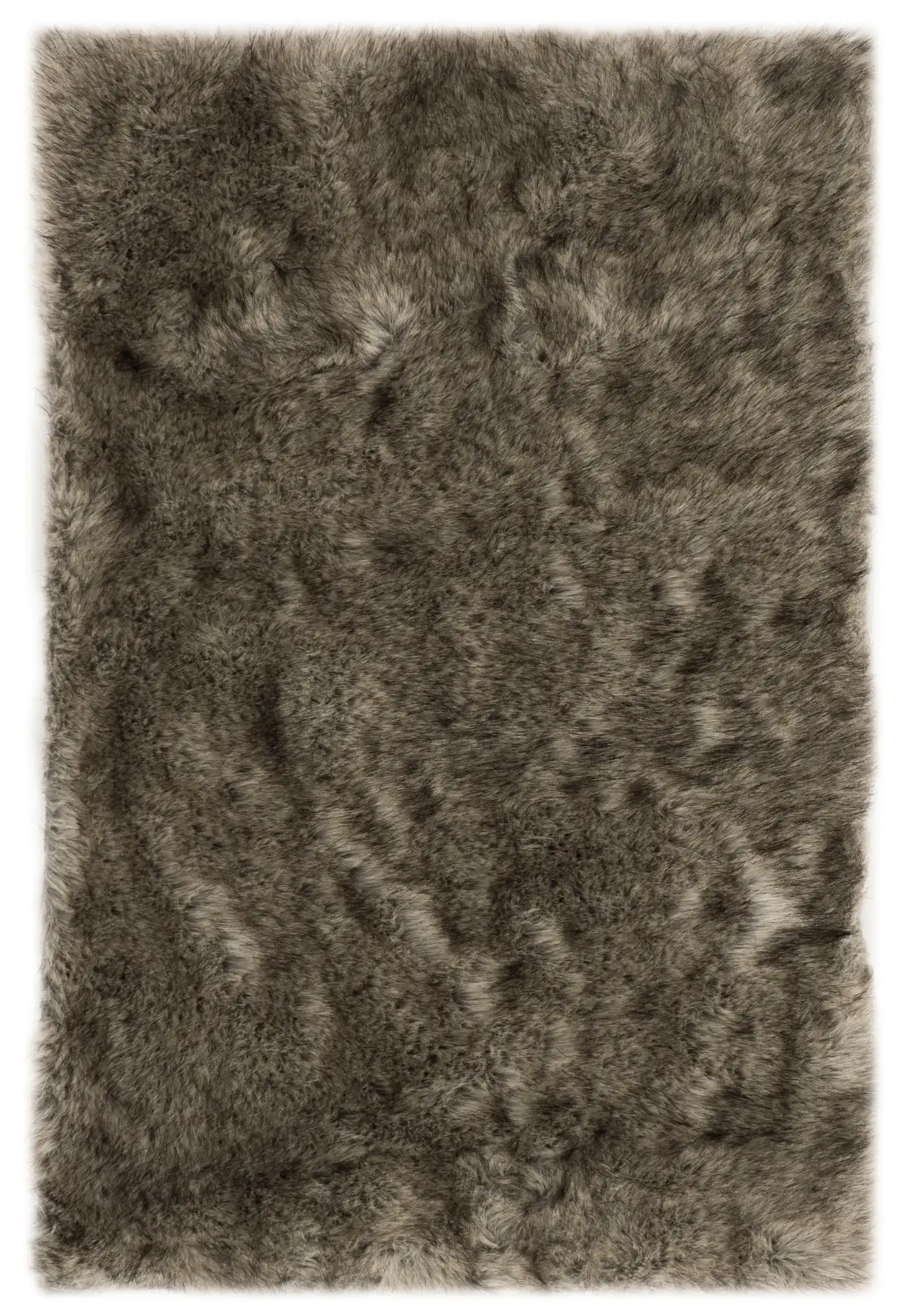Faux Sheep Skin Solid Shag Rug in Gray / Black, detail view