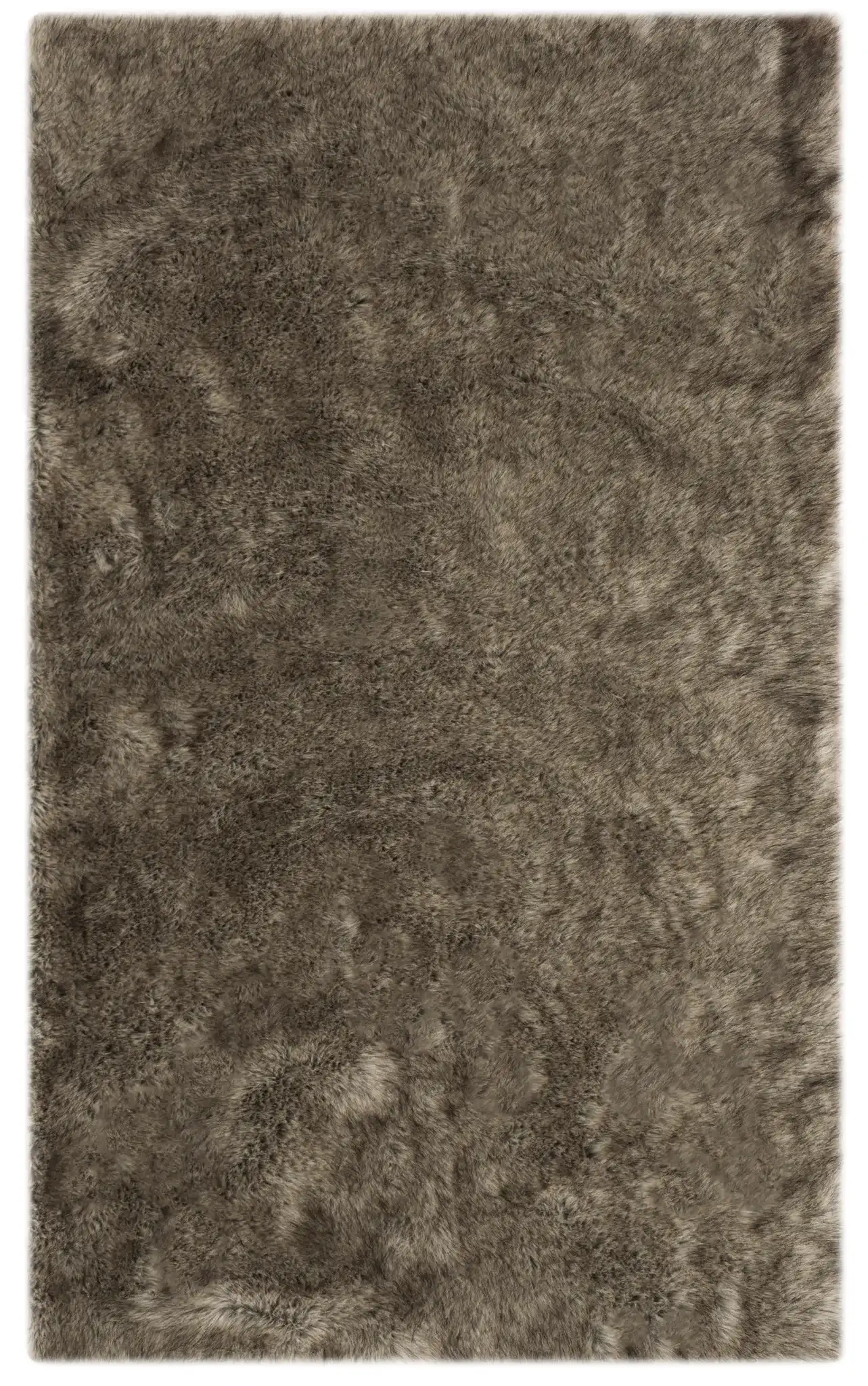 Faux Sheep Skin Solid Shag Rug in Gray / Black