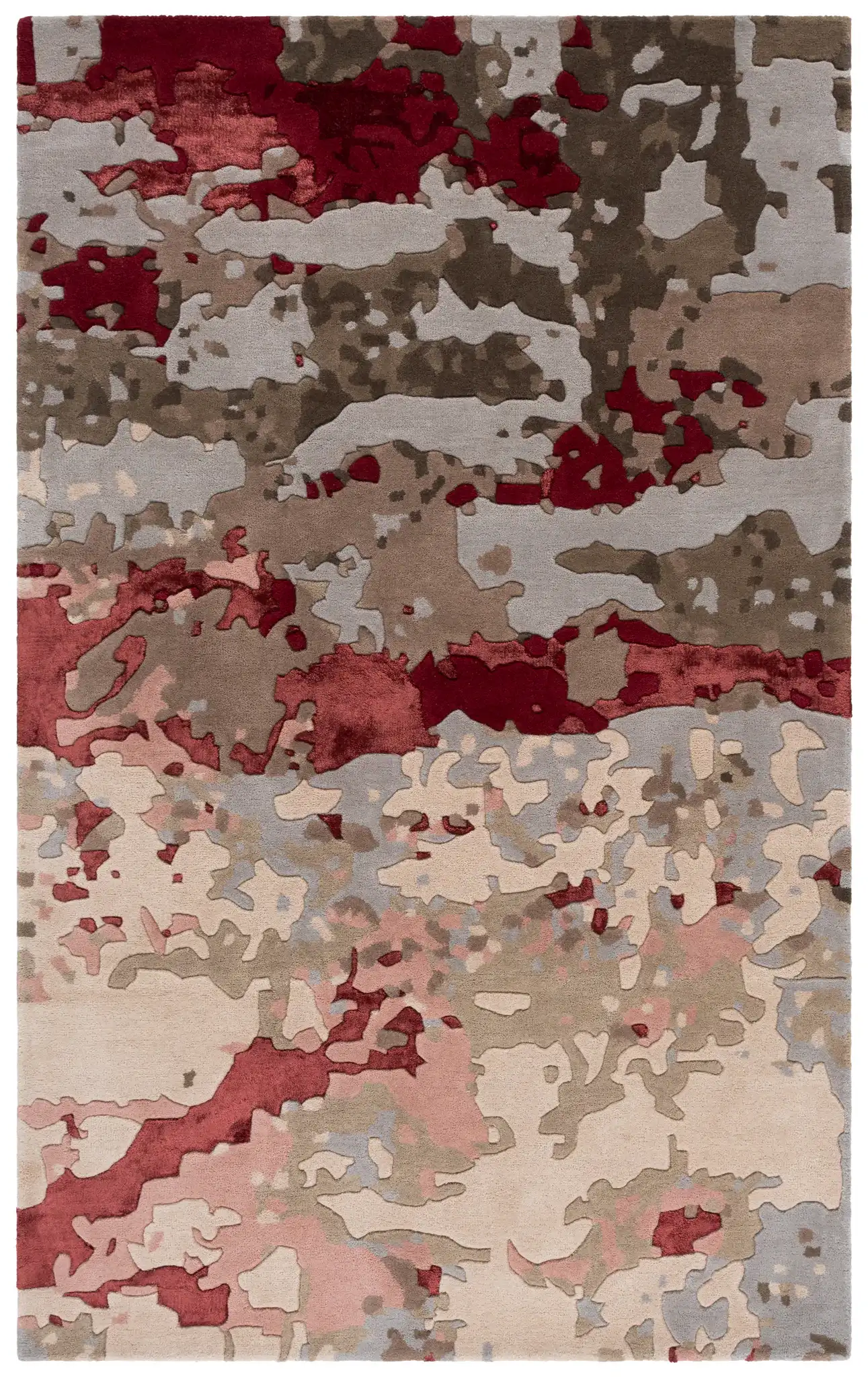 Fifth Avenue Abstract Pools Hand-Tufted Rug in Gray / Red