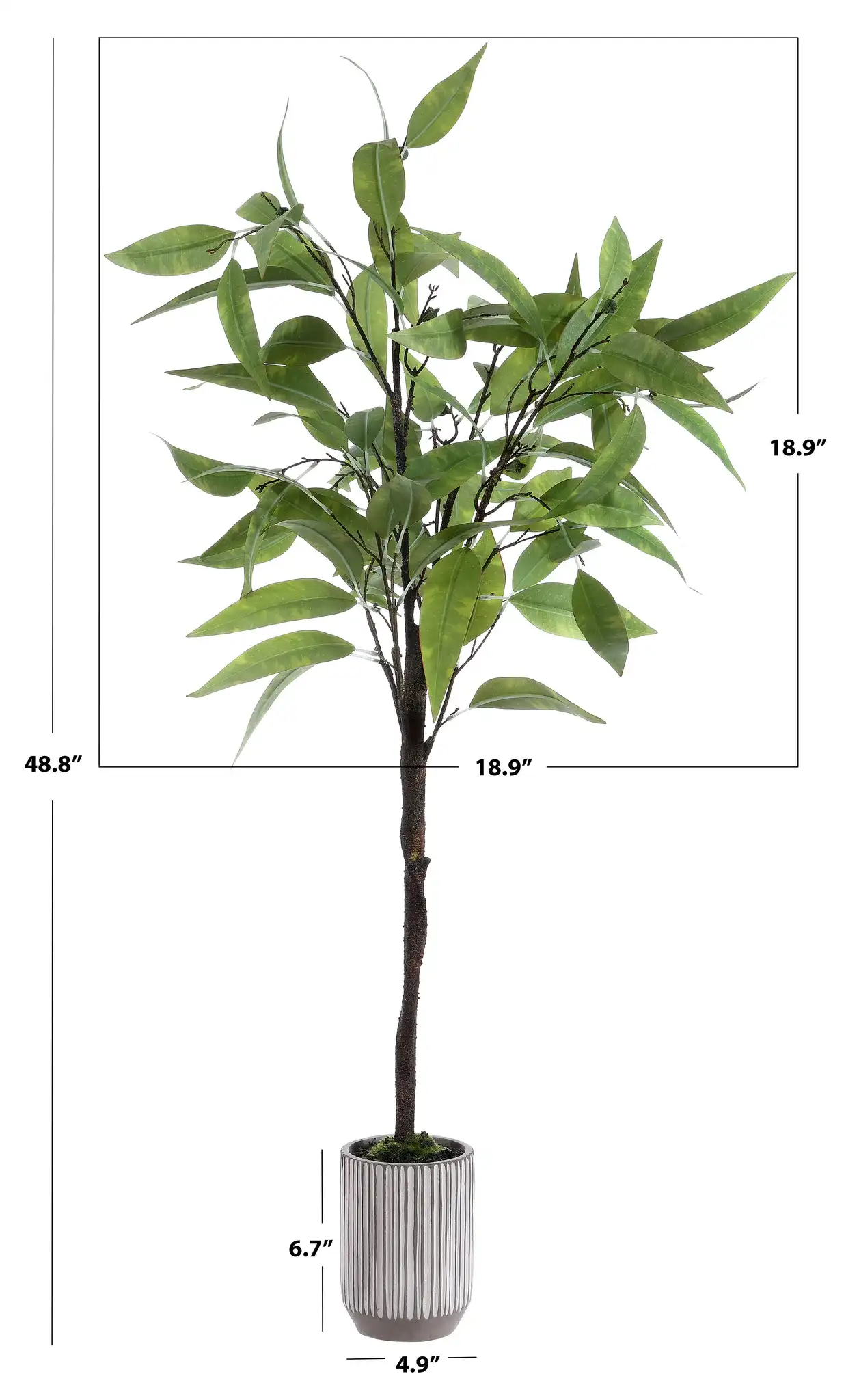 Faux 49" Potted Eucalyptus Tree in Pot / White / Gray, detail view