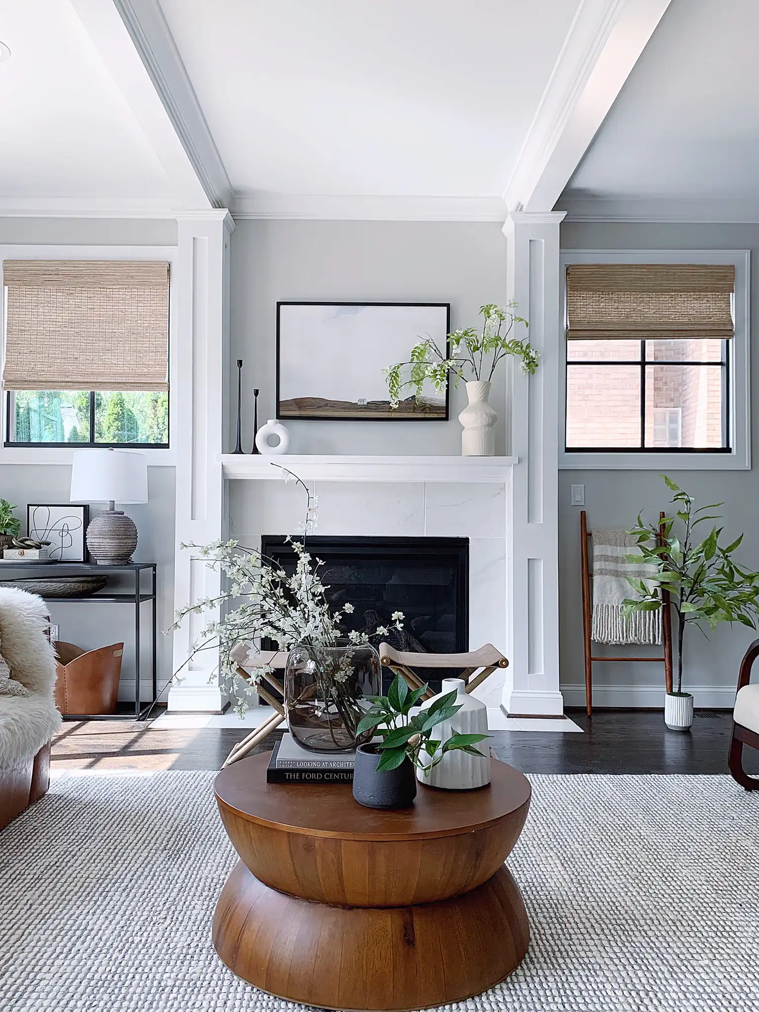 Faux 49" Potted Eucalyptus Tree in Pot / White / Gray in a styled room