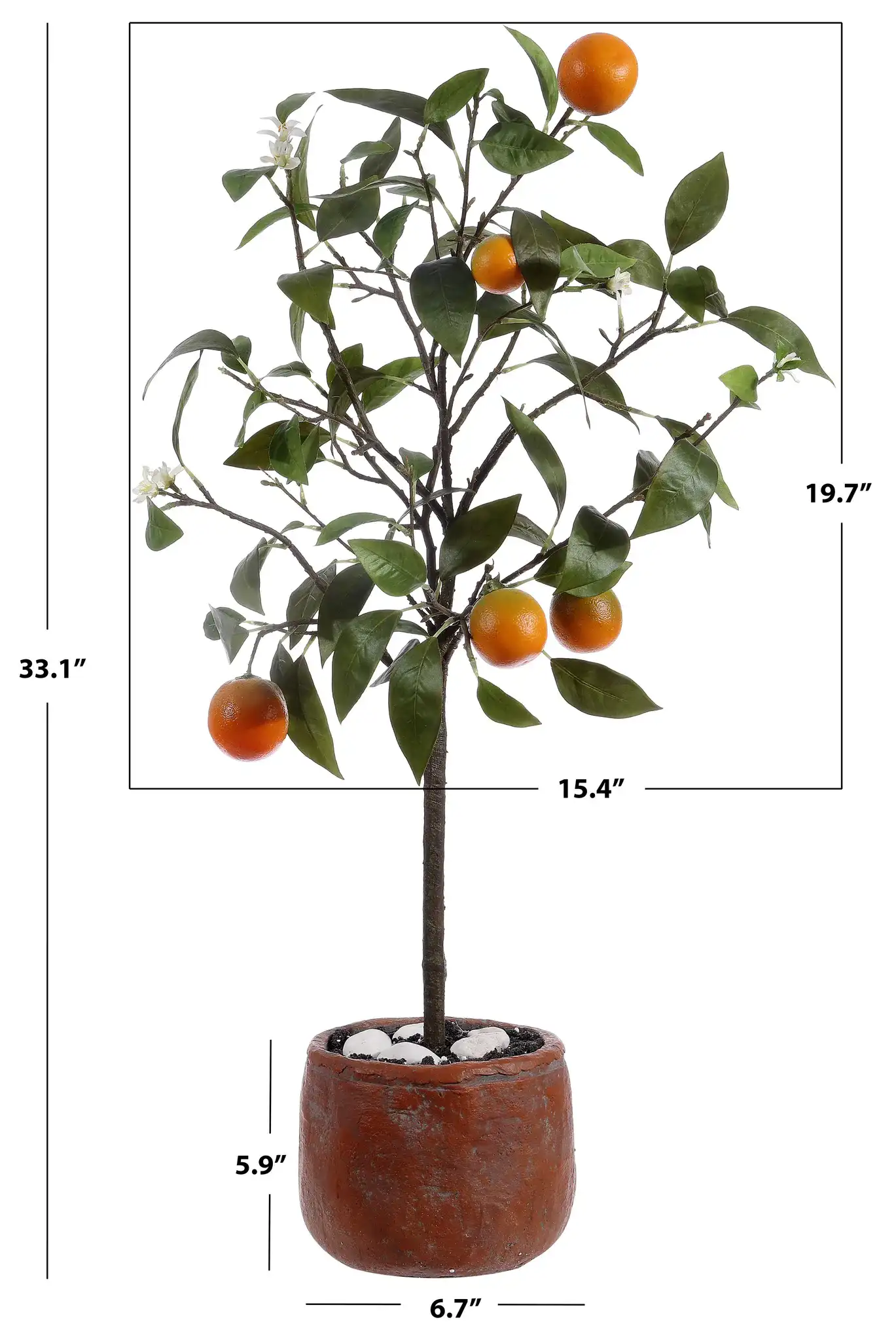 Faux 33" Potted Orange Tree in Green / Multicolor, detail view