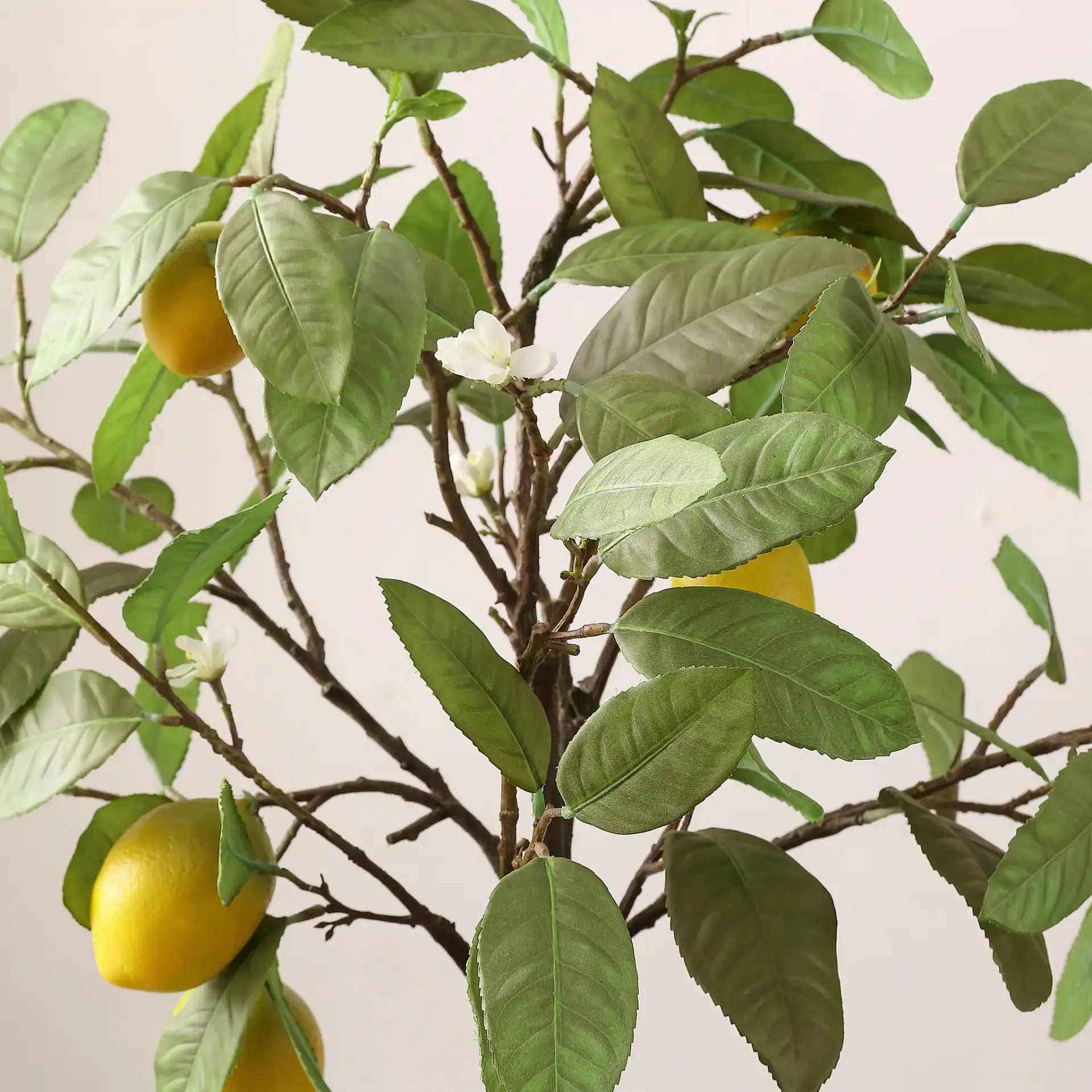 Faux 36" Potted Lemon Tree in Pot / White in a styled room