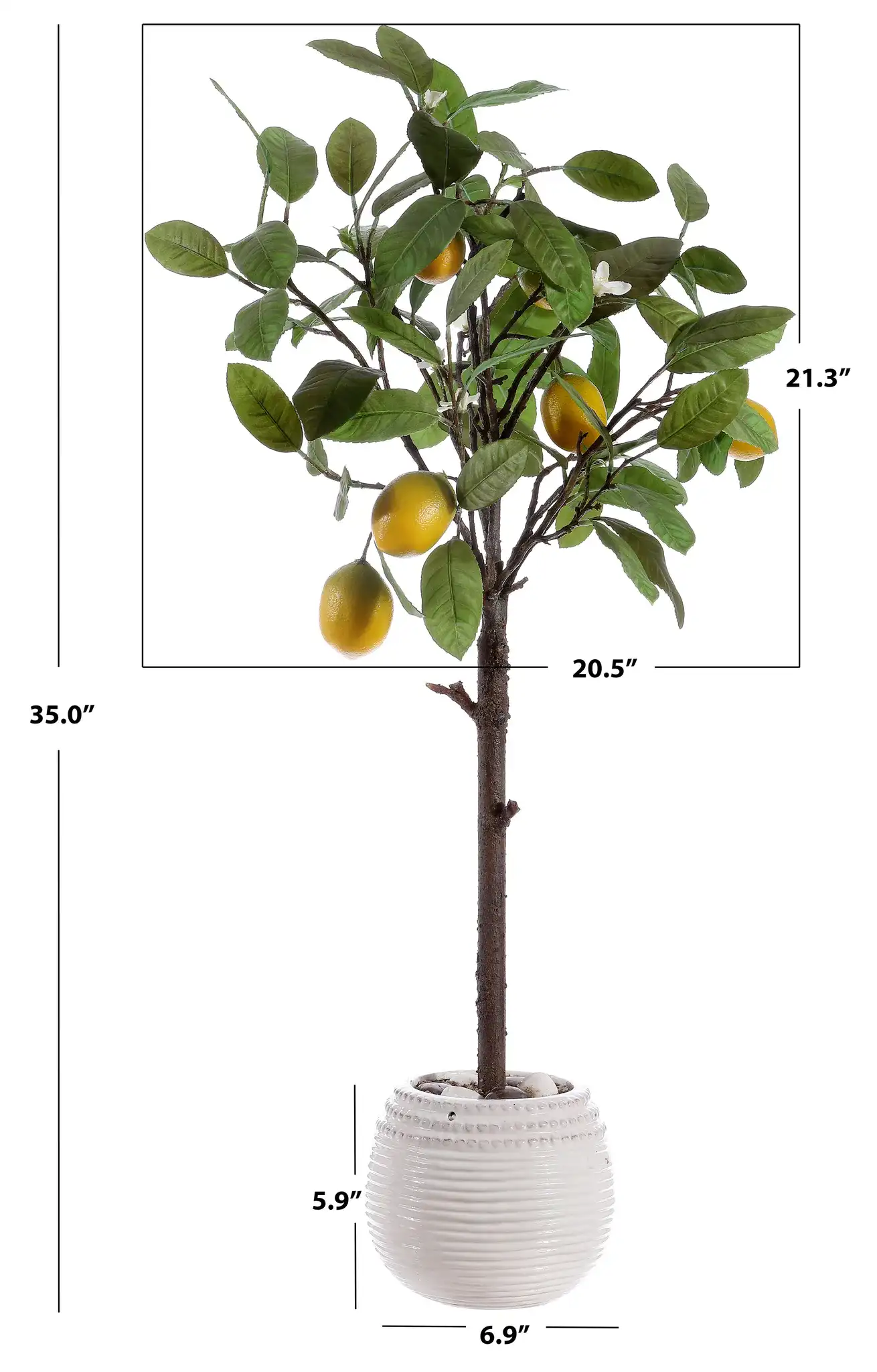 Faux 36" Potted Lemon Tree in Pot / White, detail view