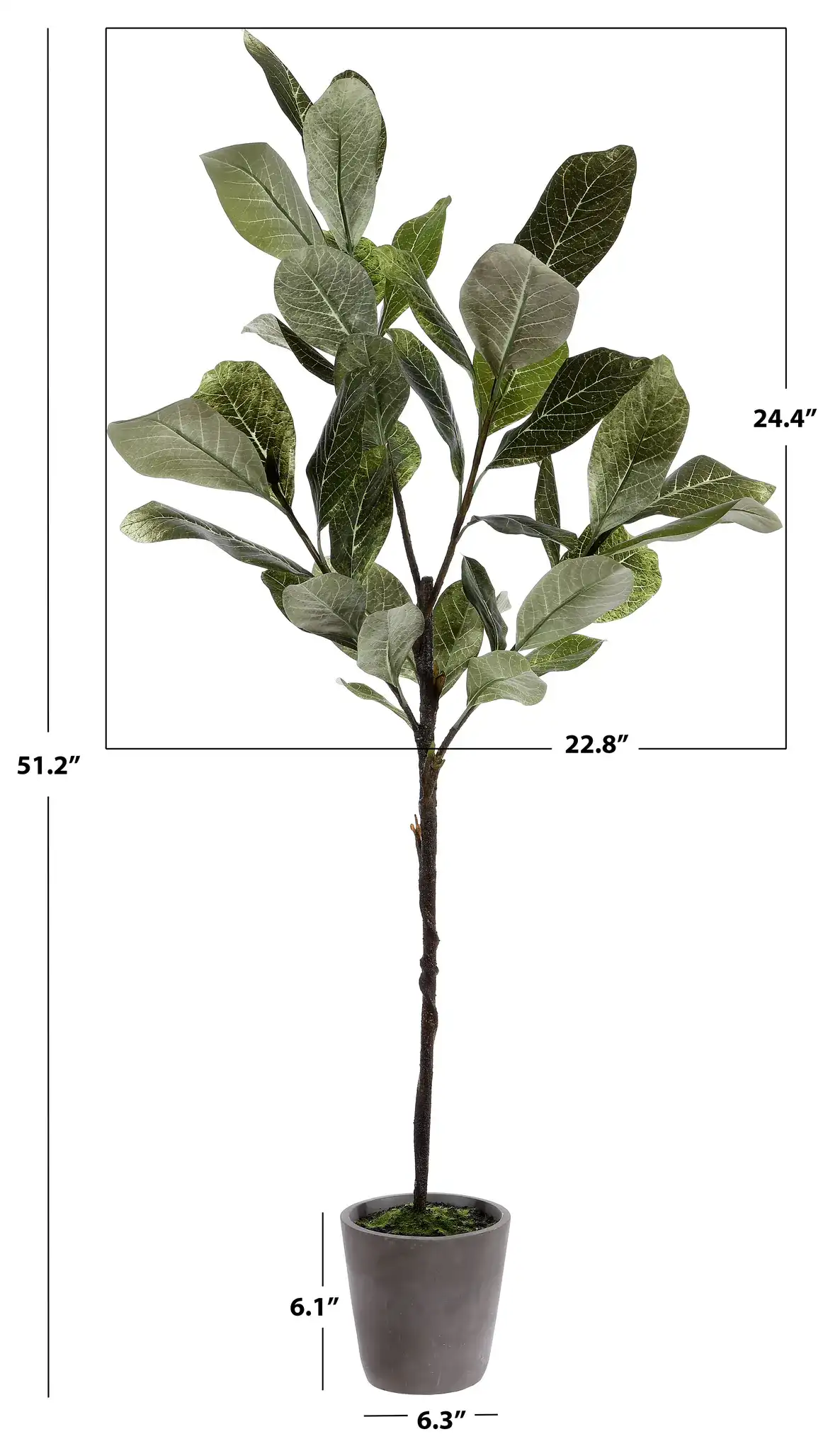 Faux 51" Potted Tree in Pot / Gray, detail view