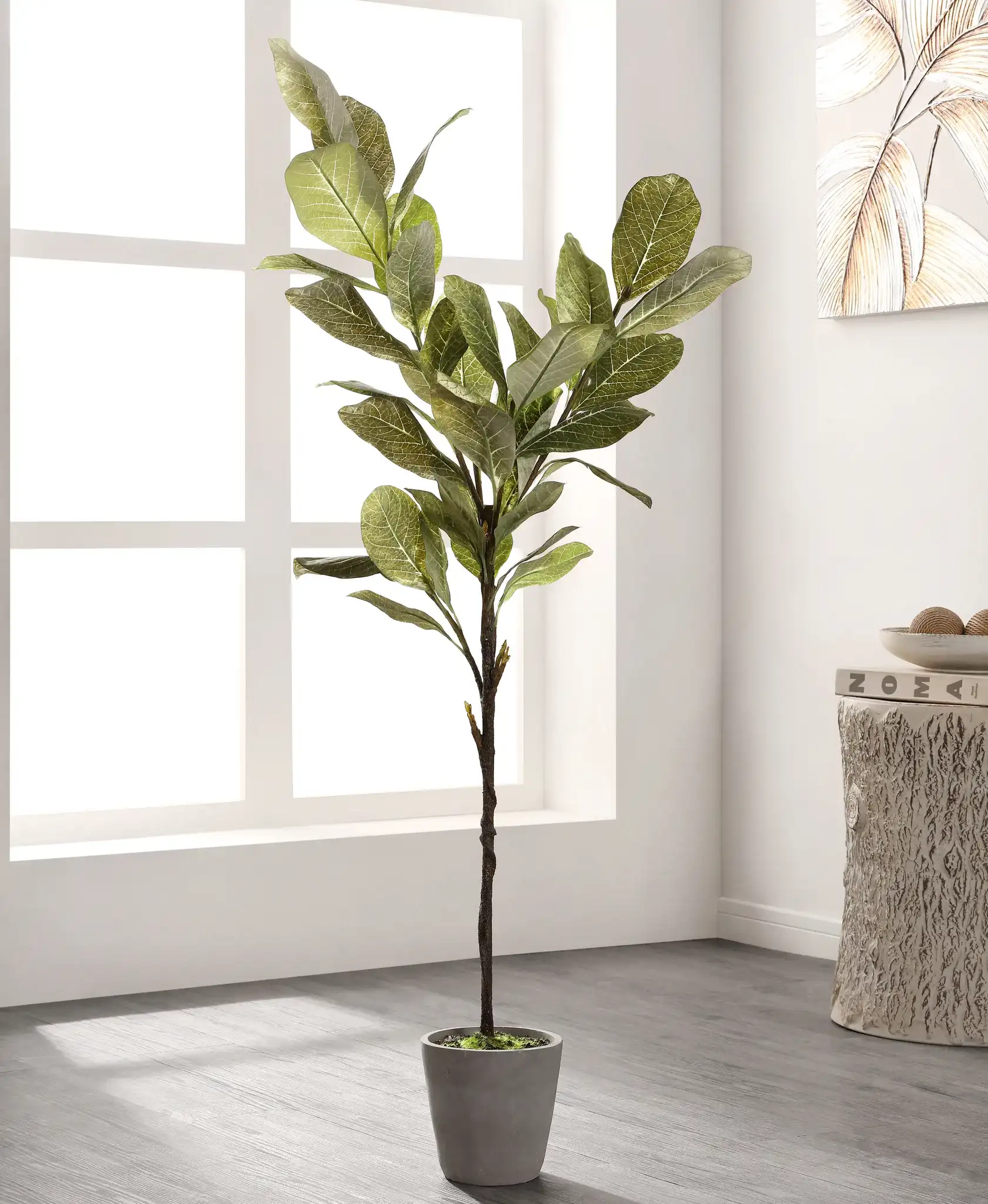 Faux 51" Potted Tree in Pot / Gray in a styled room