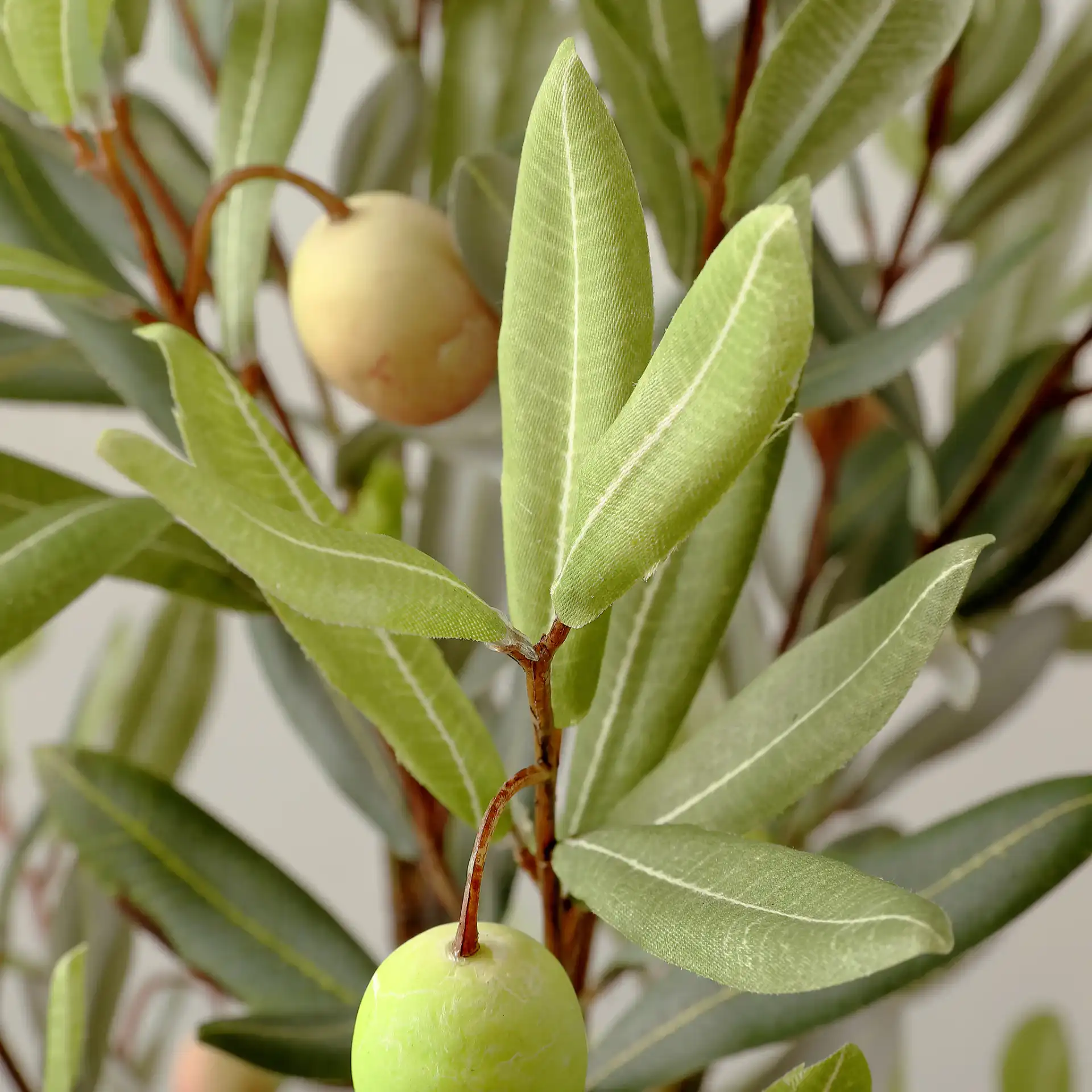 Faux 36" Potted Olive Tree in Pot / White / Gray in a styled room