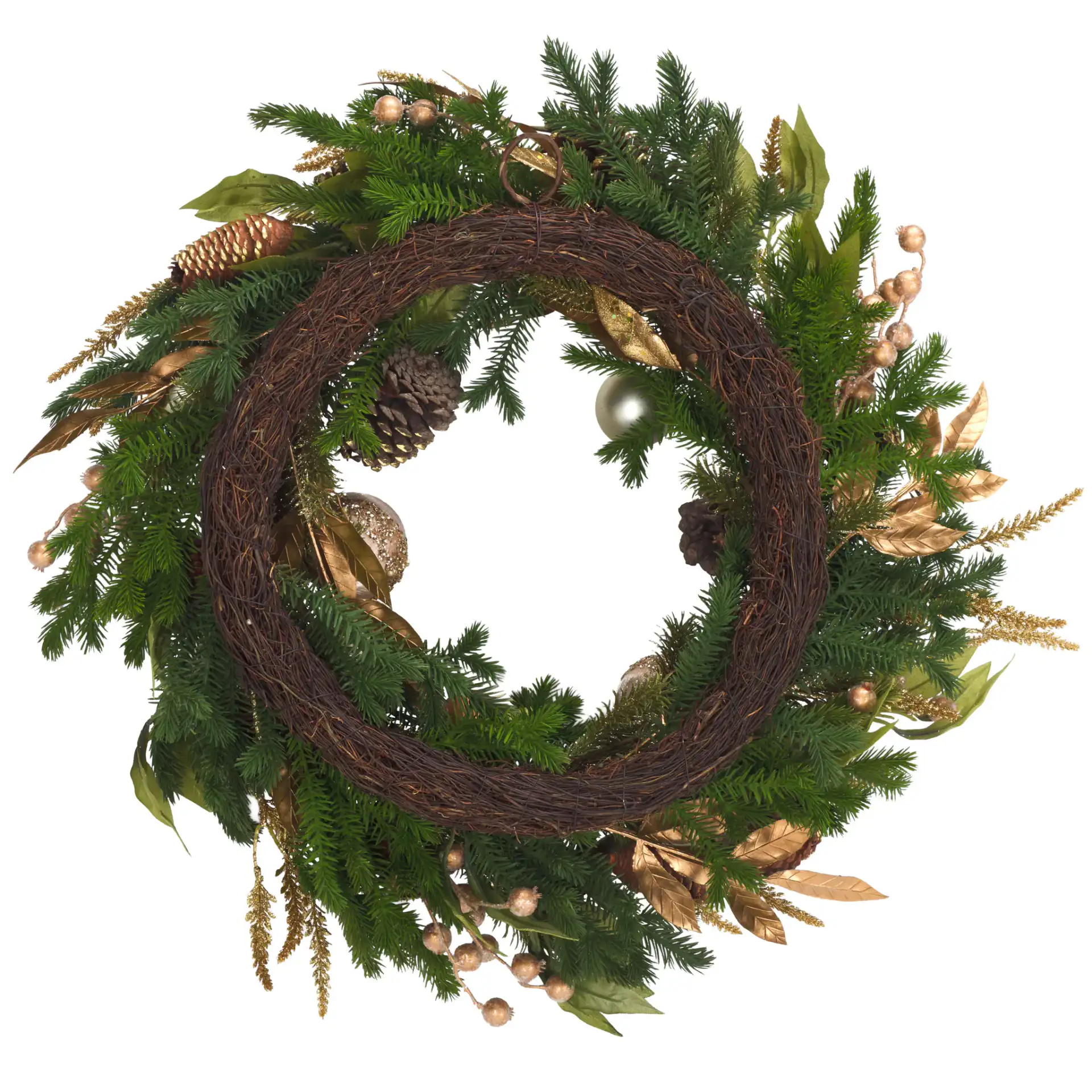 Golden Luxe 28" Wreath in Multi, detail view