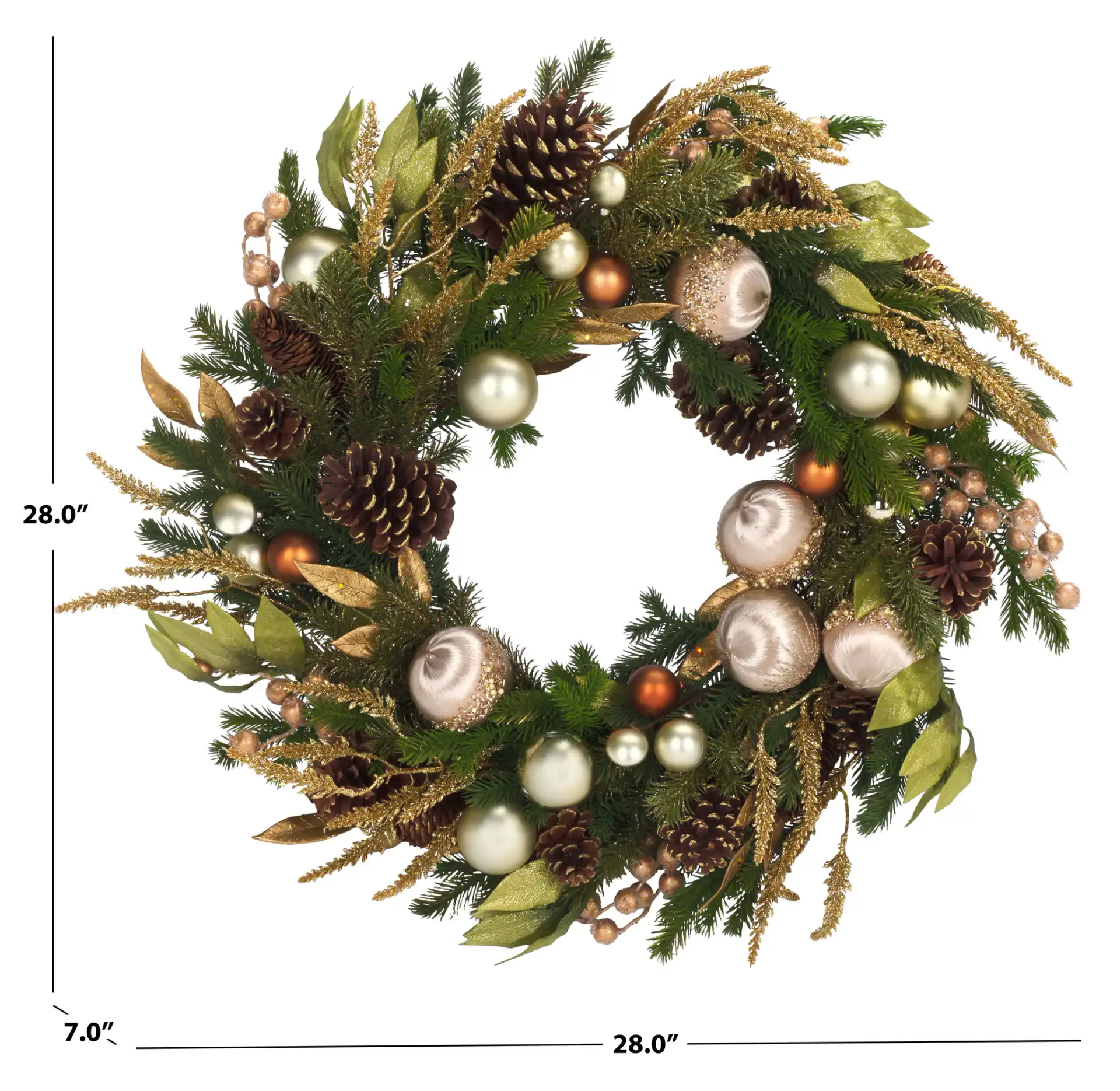Golden Luxe 28" Wreath in Multi, detail view