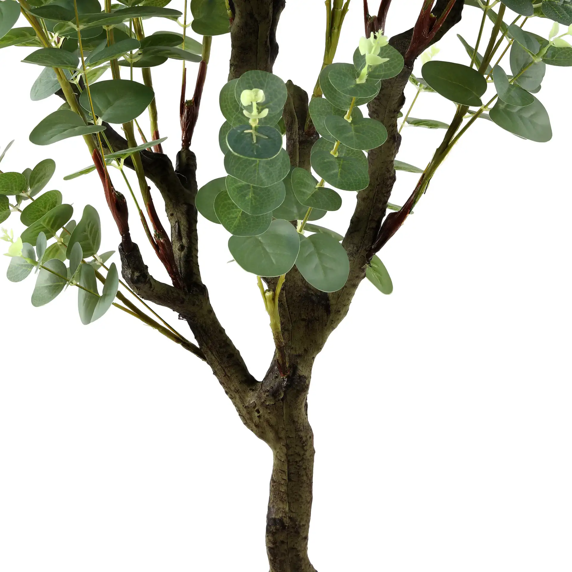 Faux 60"Potted Eucalyptus Tree in Green in a styled room