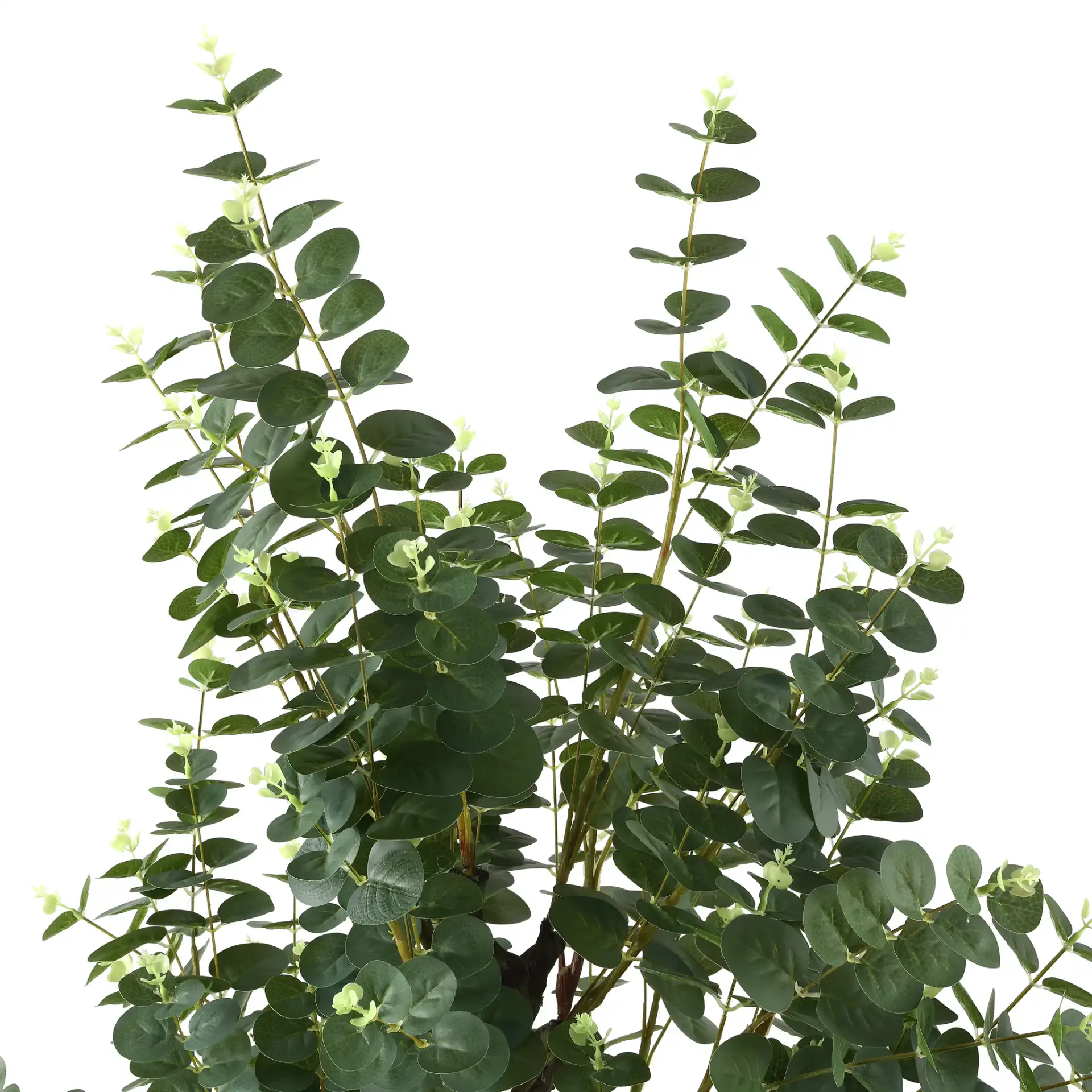 Faux 60"Potted Eucalyptus Tree in Green in a styled room