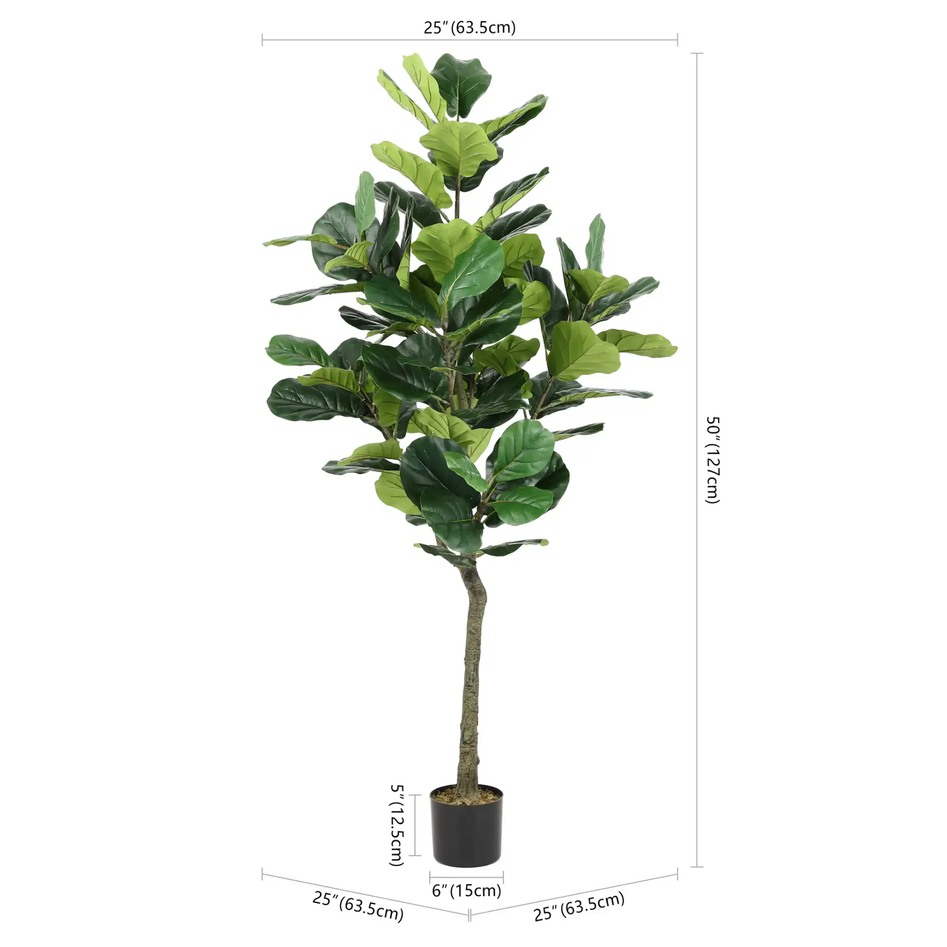 Faux 50" Potted Fig Tree in Green, detail view
