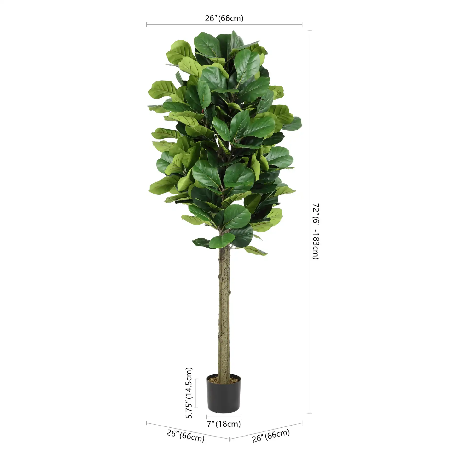 Faux 72" Potted Fig Tree in Green, detail view