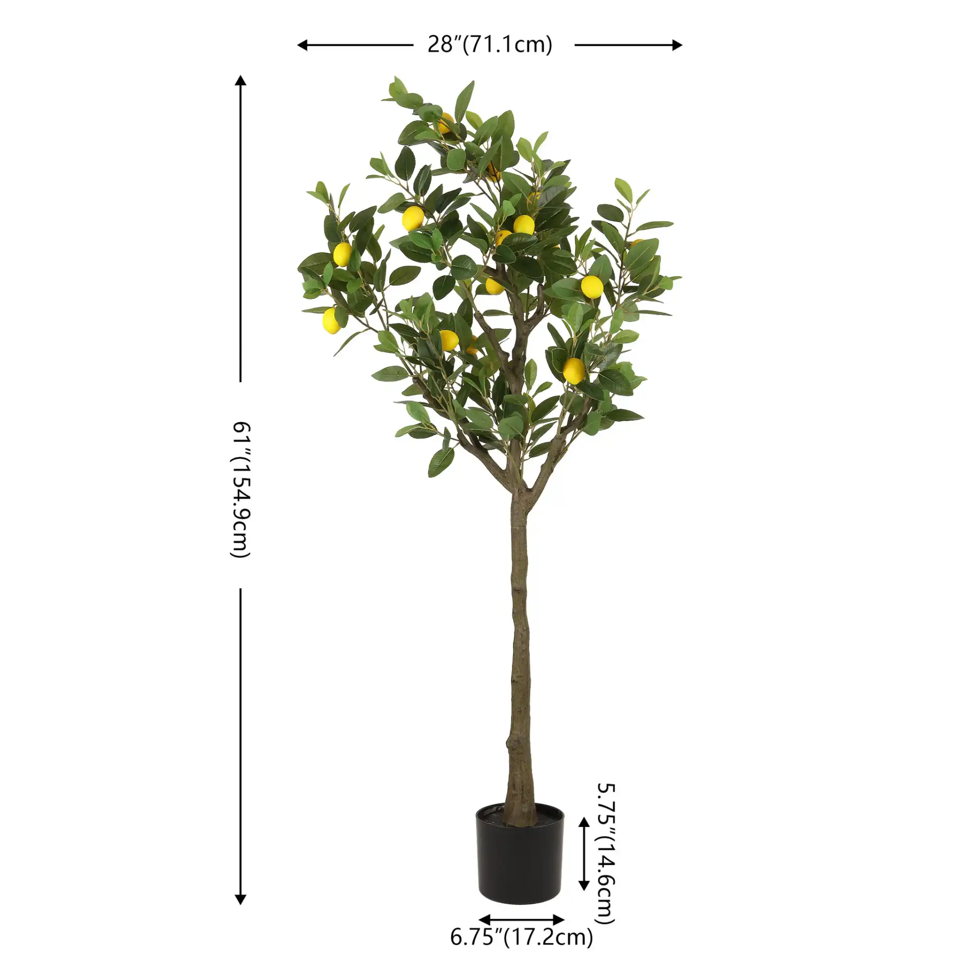 Faux 59'' Lemon Tree in Green / Black, detail view