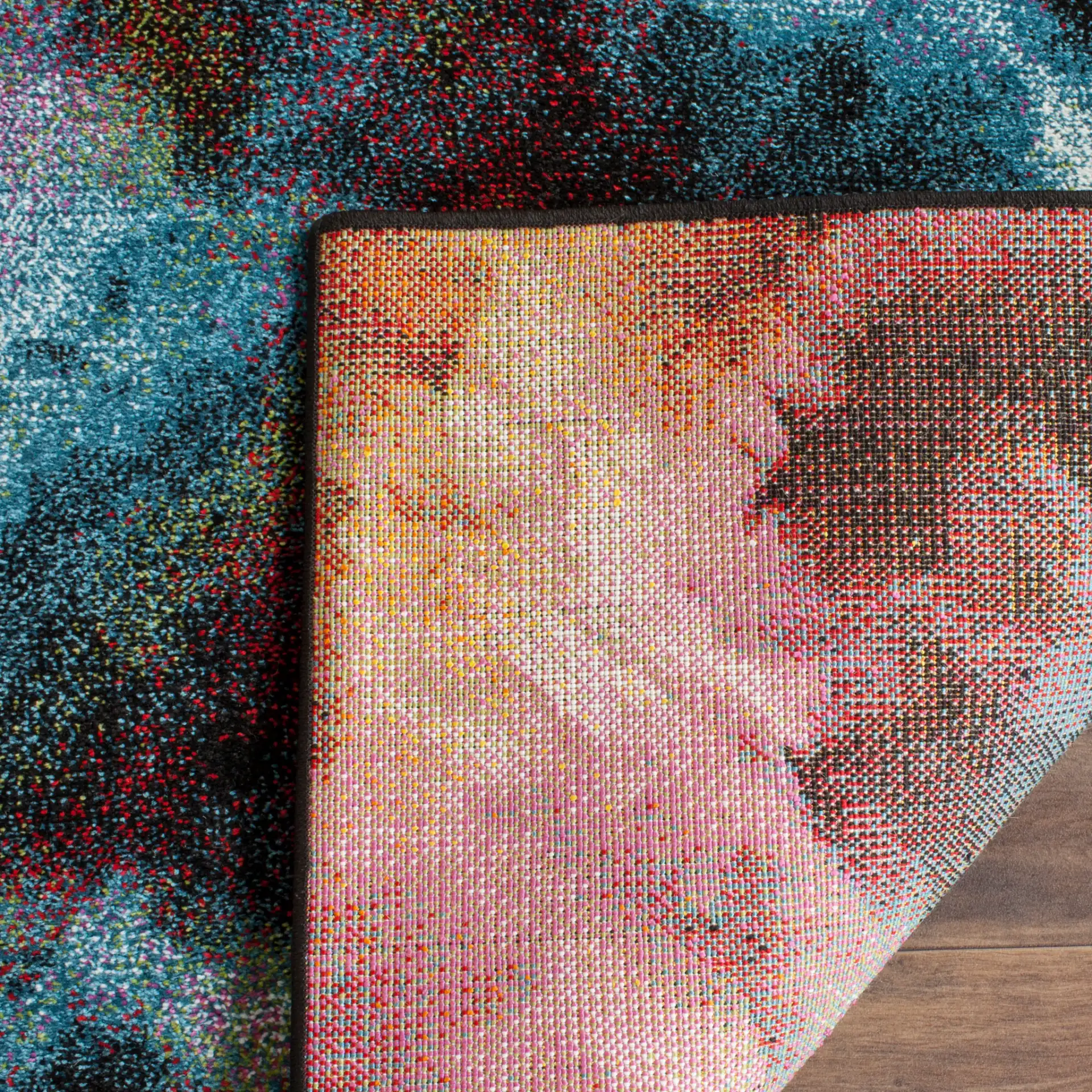 Galaxy Abstract Cloud Rug in Multicolor in a styled room