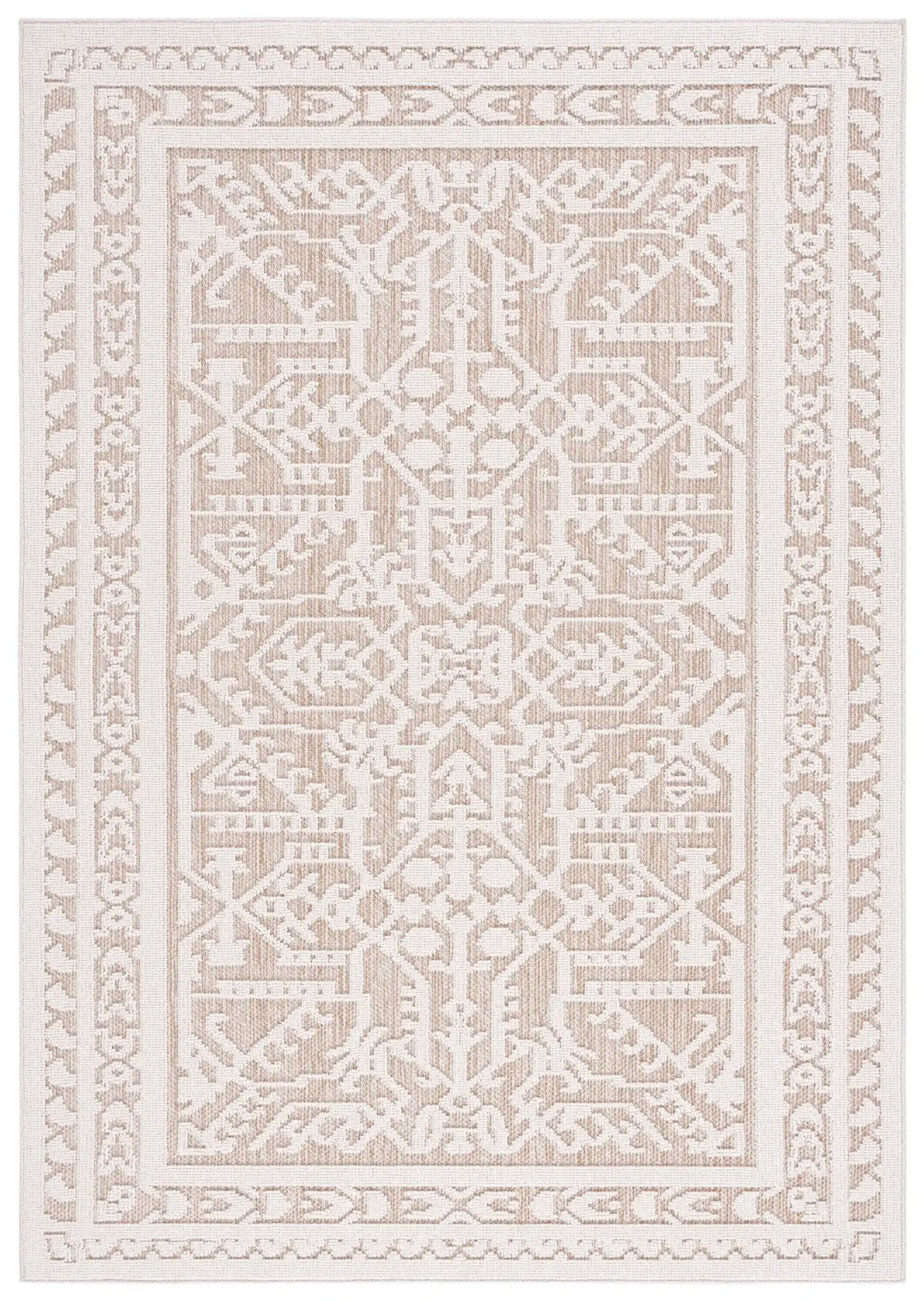 Global Bohemian Medallion Outdoor Rug in Beige / Light Beige
