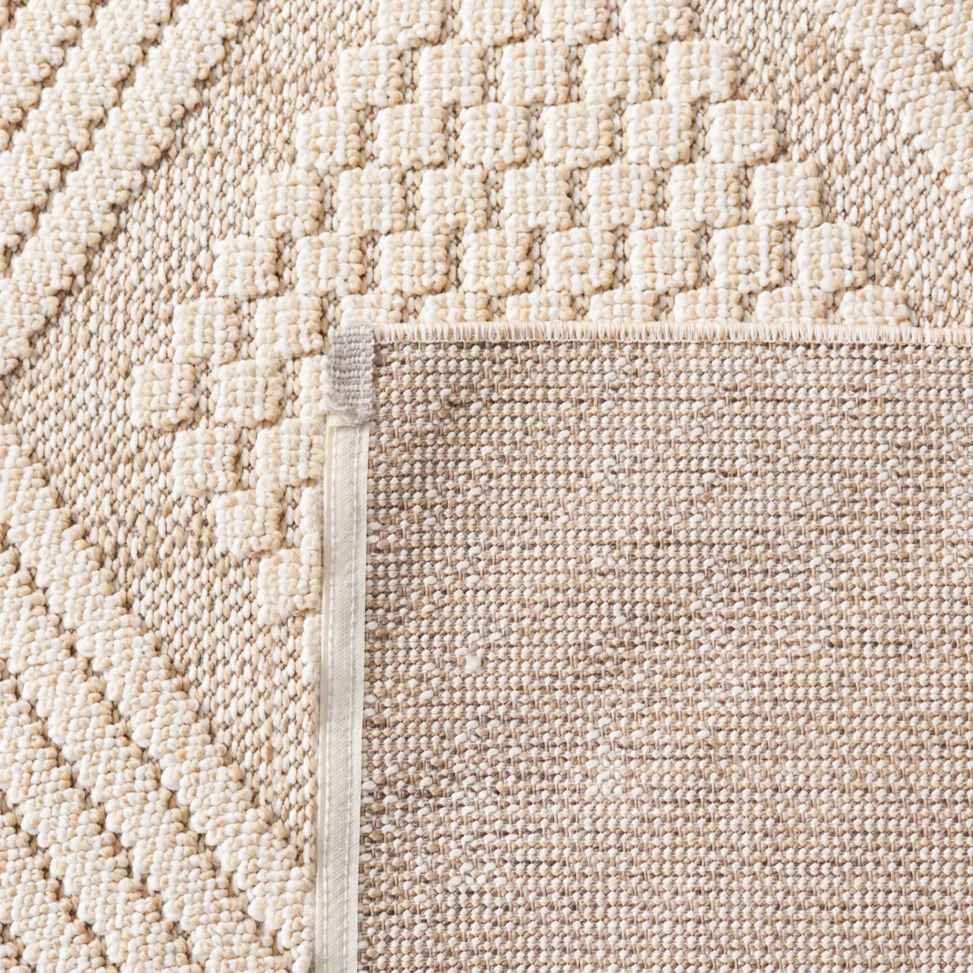 Global Modern Diamond Rug in Beige / Ivory in a styled room