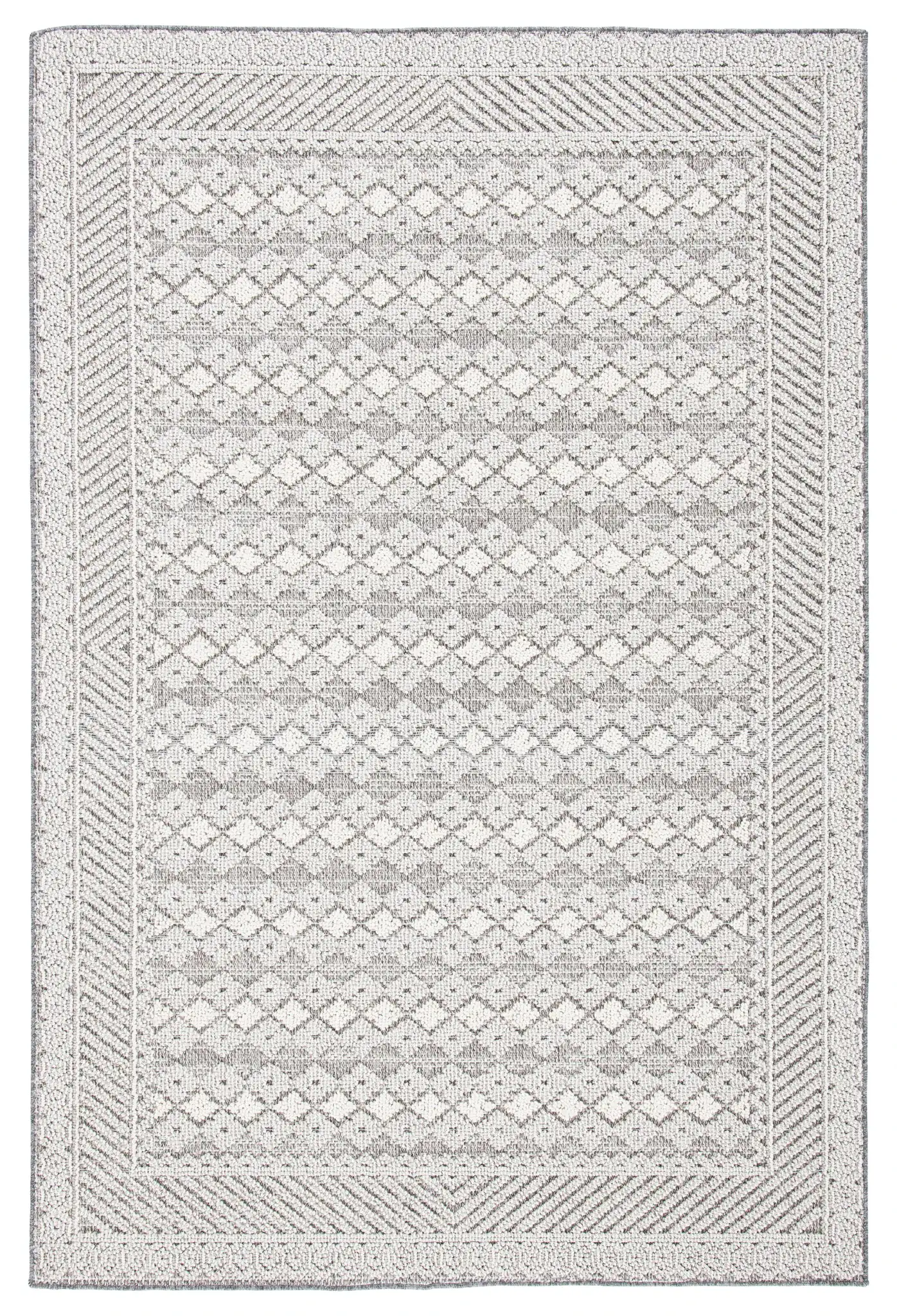 Global Bordered Diamond Rug in Light Gray / Dark Gray