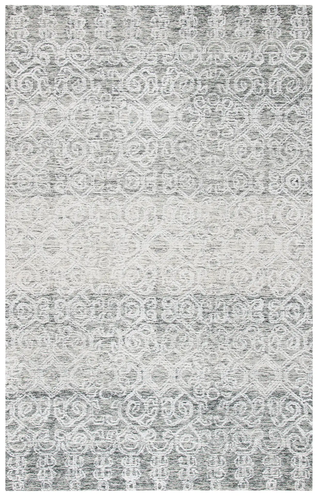 Glamour Distressed Damask Hand-Tufted Rug in Charcoal