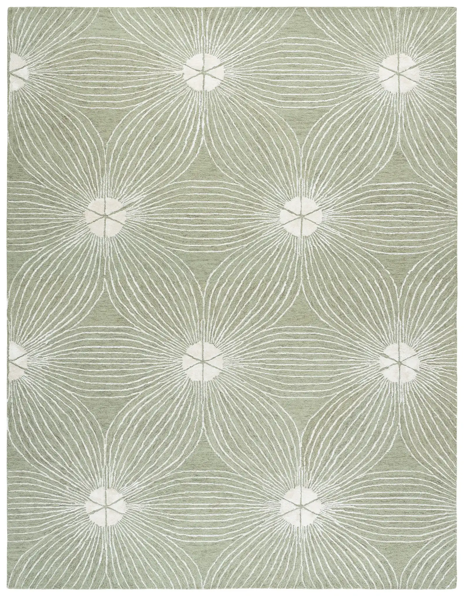 Glamour Floral Burst Hand-Tufted Rug in Sage / Ivory