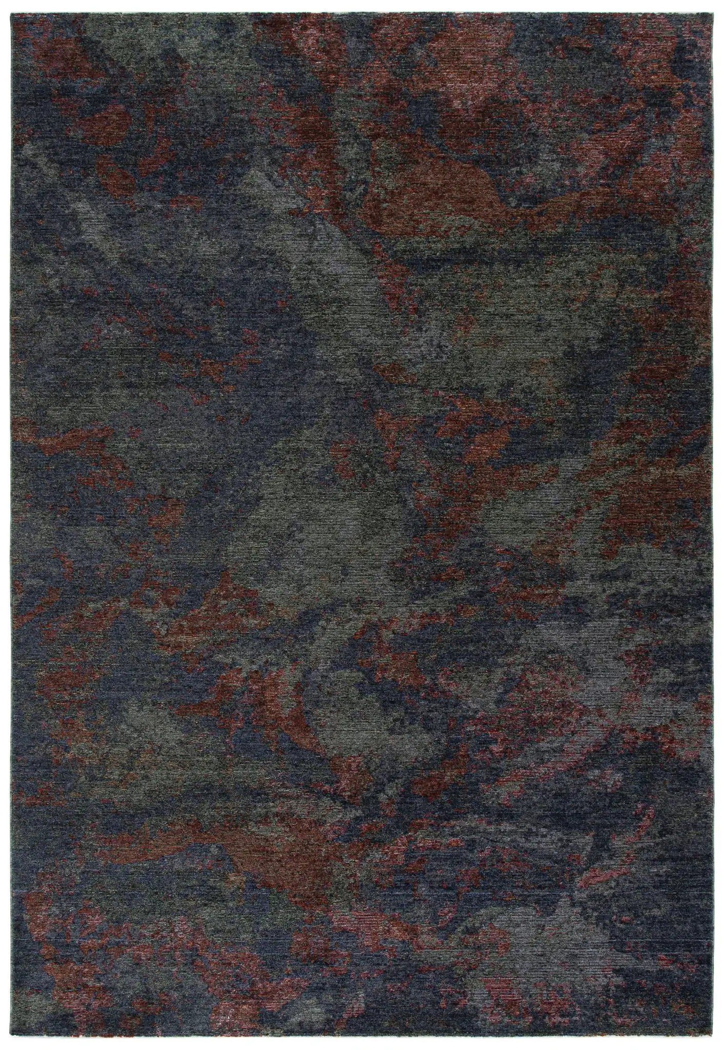 Gemstone Modern Abstract Rug in Rust Sage / Navy