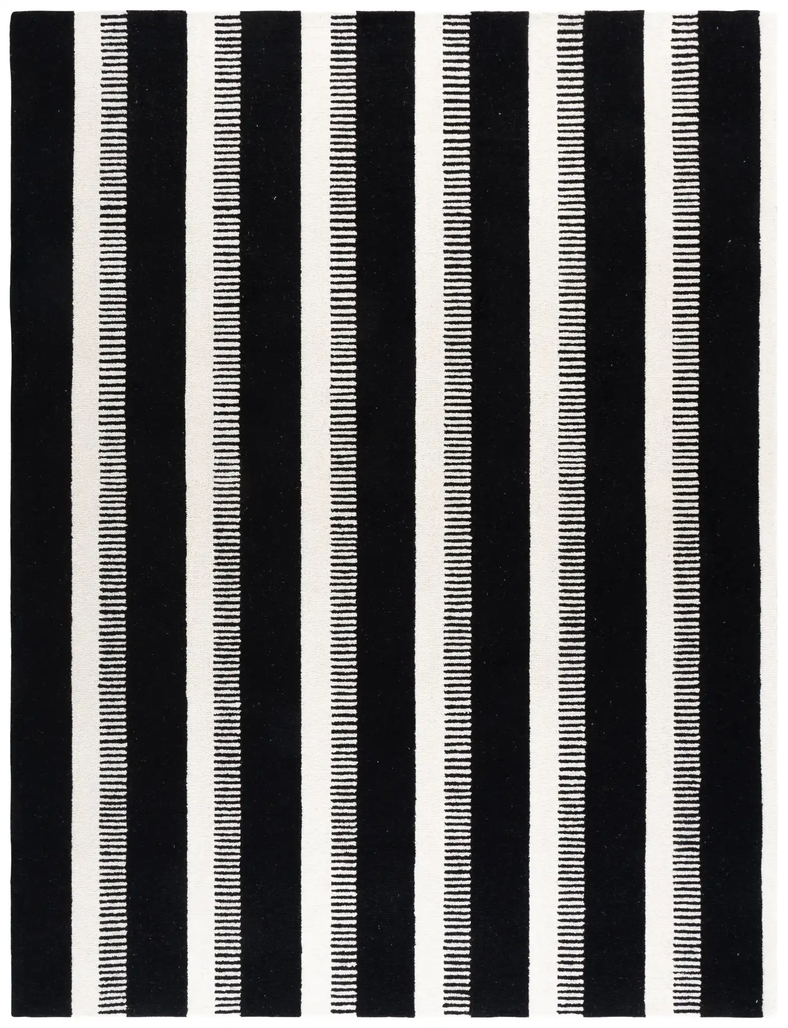 Genre Ladder Stripe Hand-Tufted Wool Rug in Black / Ivory